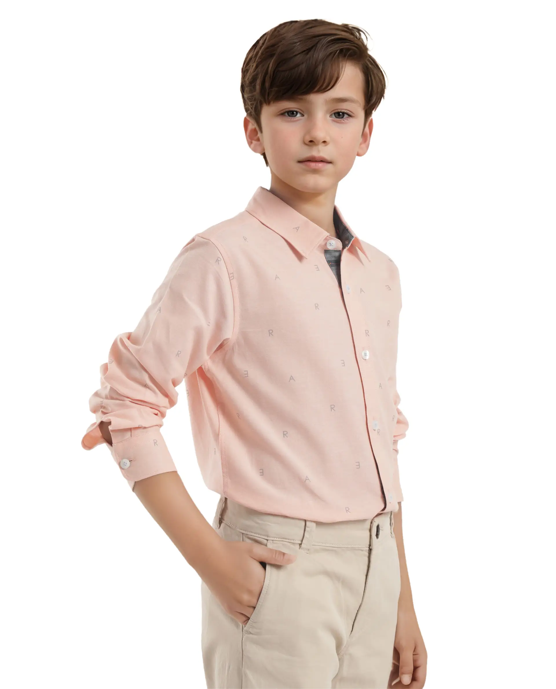Rare Ones Kids Oxot Orange Cotton Full Sleeves Regular Collar All Over Print Regular Fit Shirt - Image 8