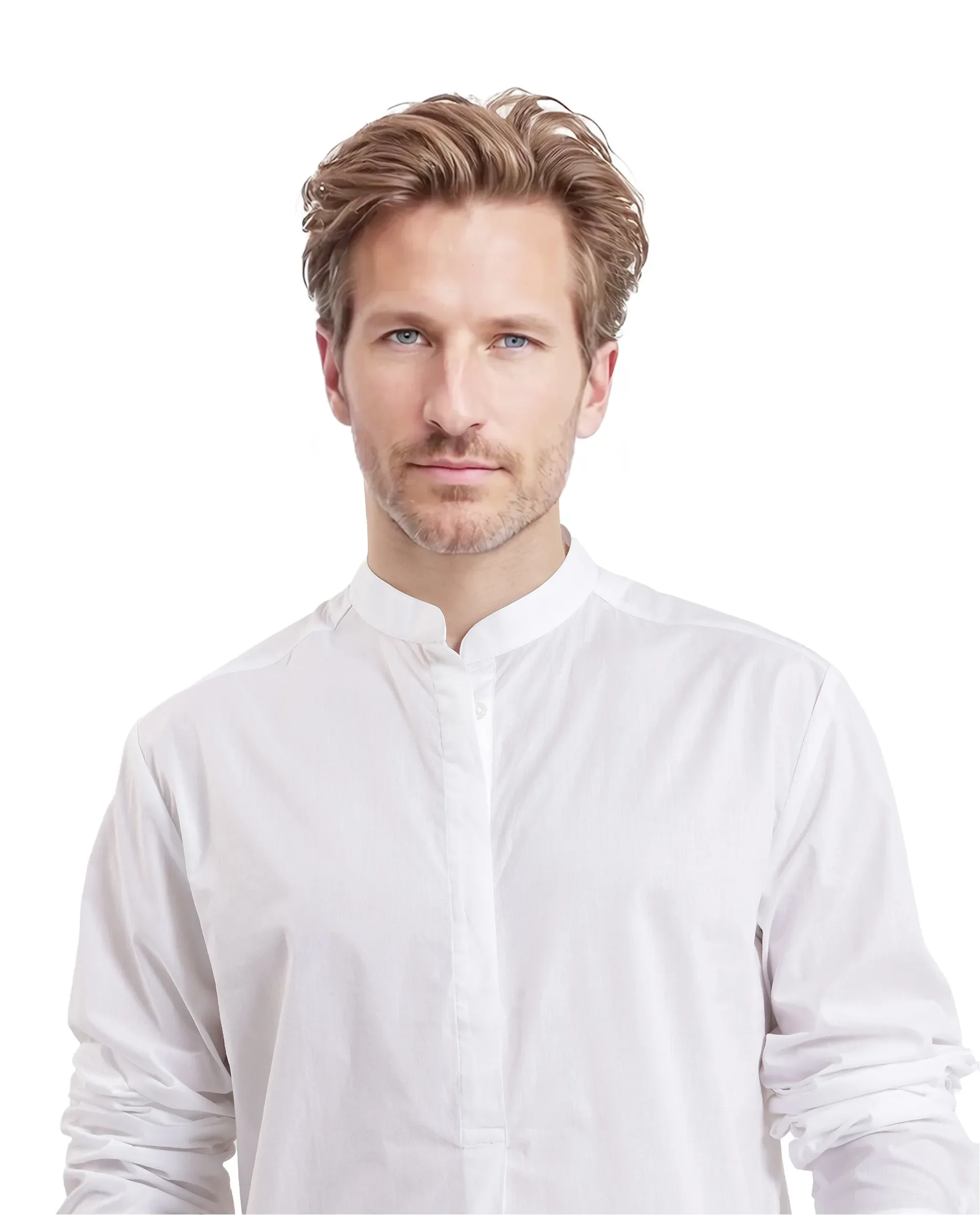 Rare Rabbit Men's Pach White Cotton Plain Regular Fit Full Sleeve Mandarin Collar Shirt - Image 6