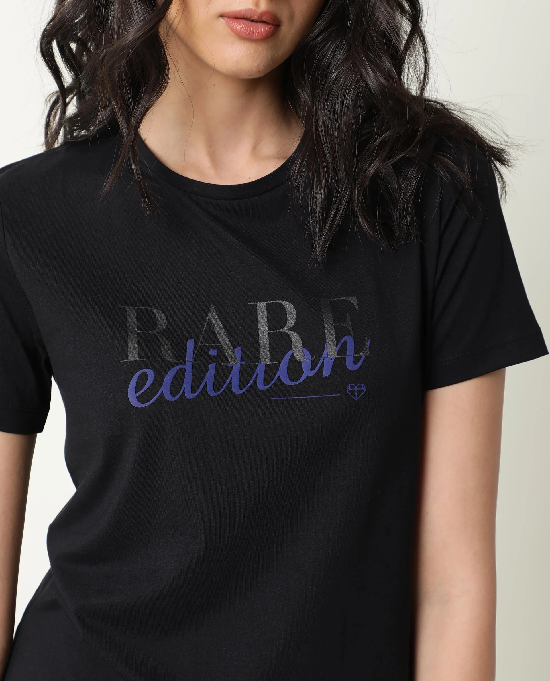 Rareism Women's Pacity Black Cotton Crew Neck Printed Regular Fit T-Shirt - Image 3