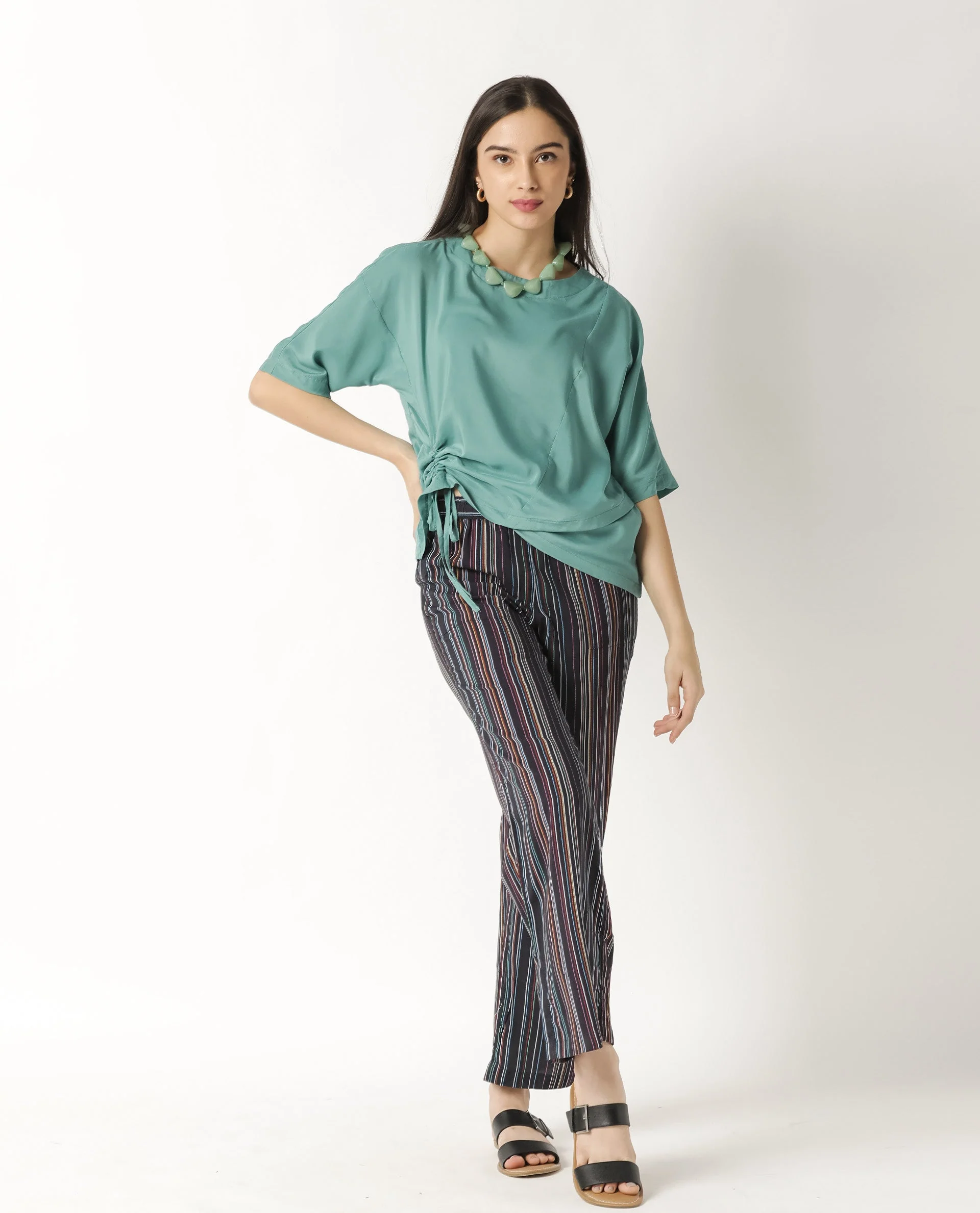 Rareism Women's Paecos Green Polyester Boat Neck Plain Regular Fit Top - Image 6