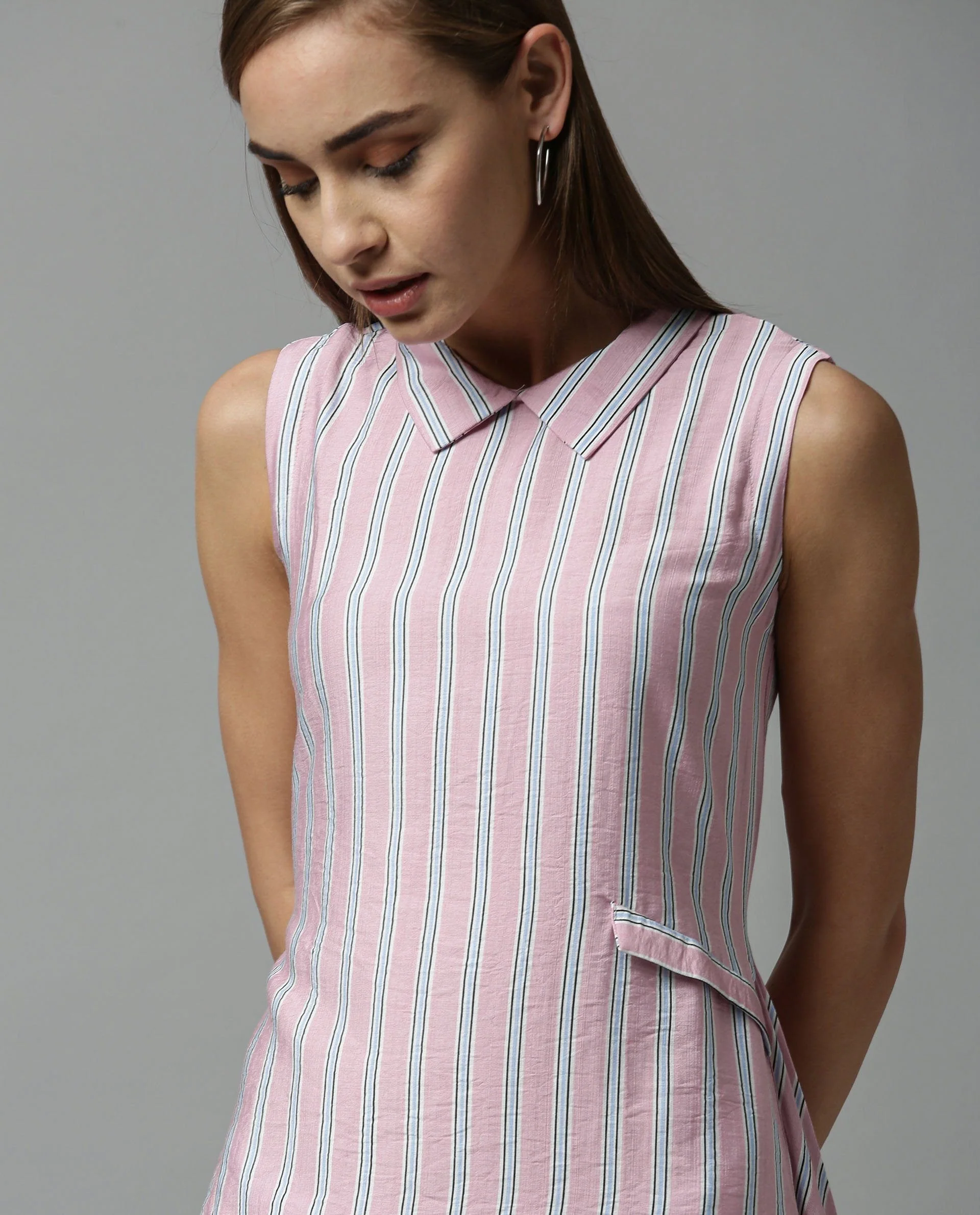 Rareism Women Page Pink Dress Sleeveless - Image 2