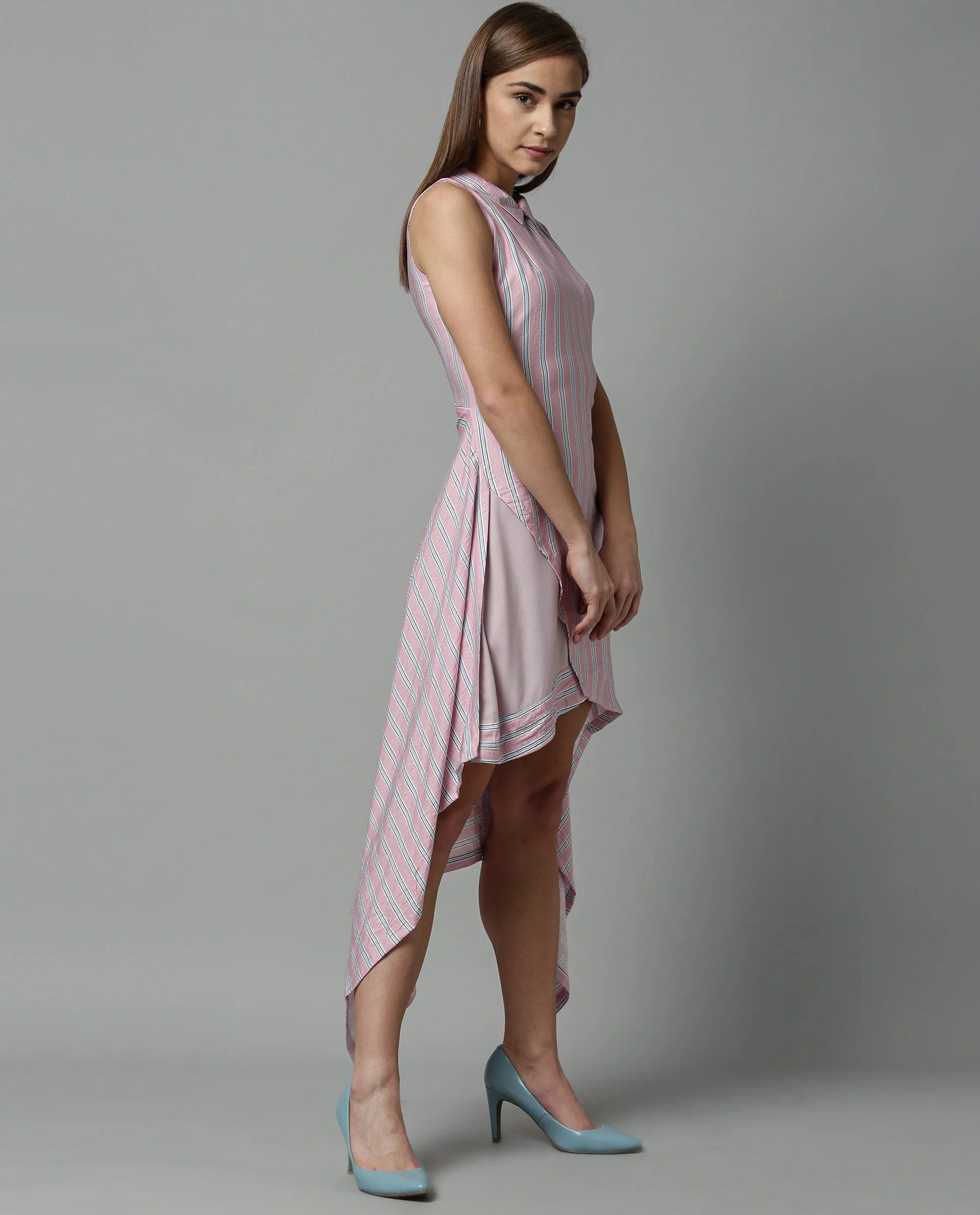 Rareism Women Page Pink Dress Sleeveless - Image 5