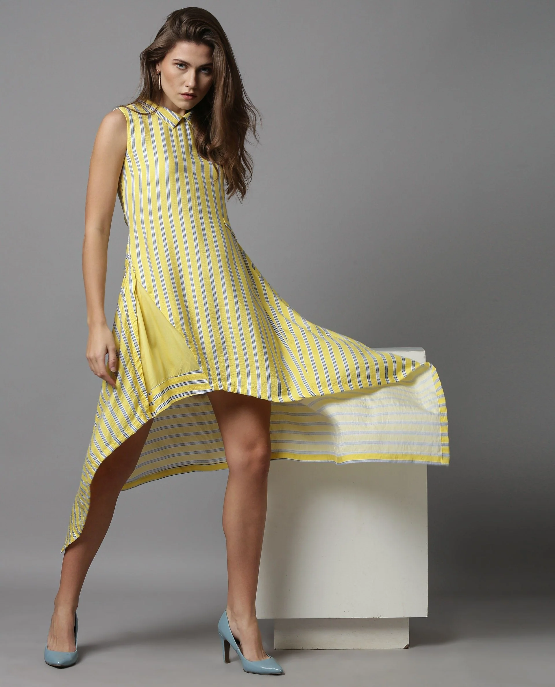Rareism Women Page Yellow Dress Sleeveless