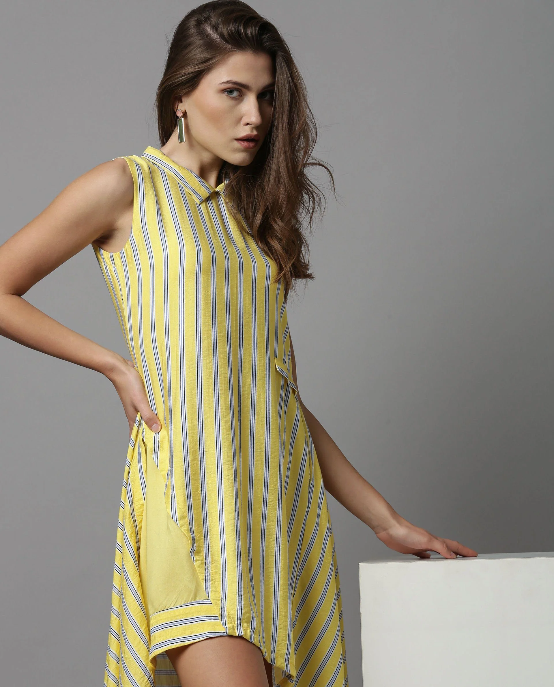 Rareism Women Page Yellow Dress Sleeveless - Image 6