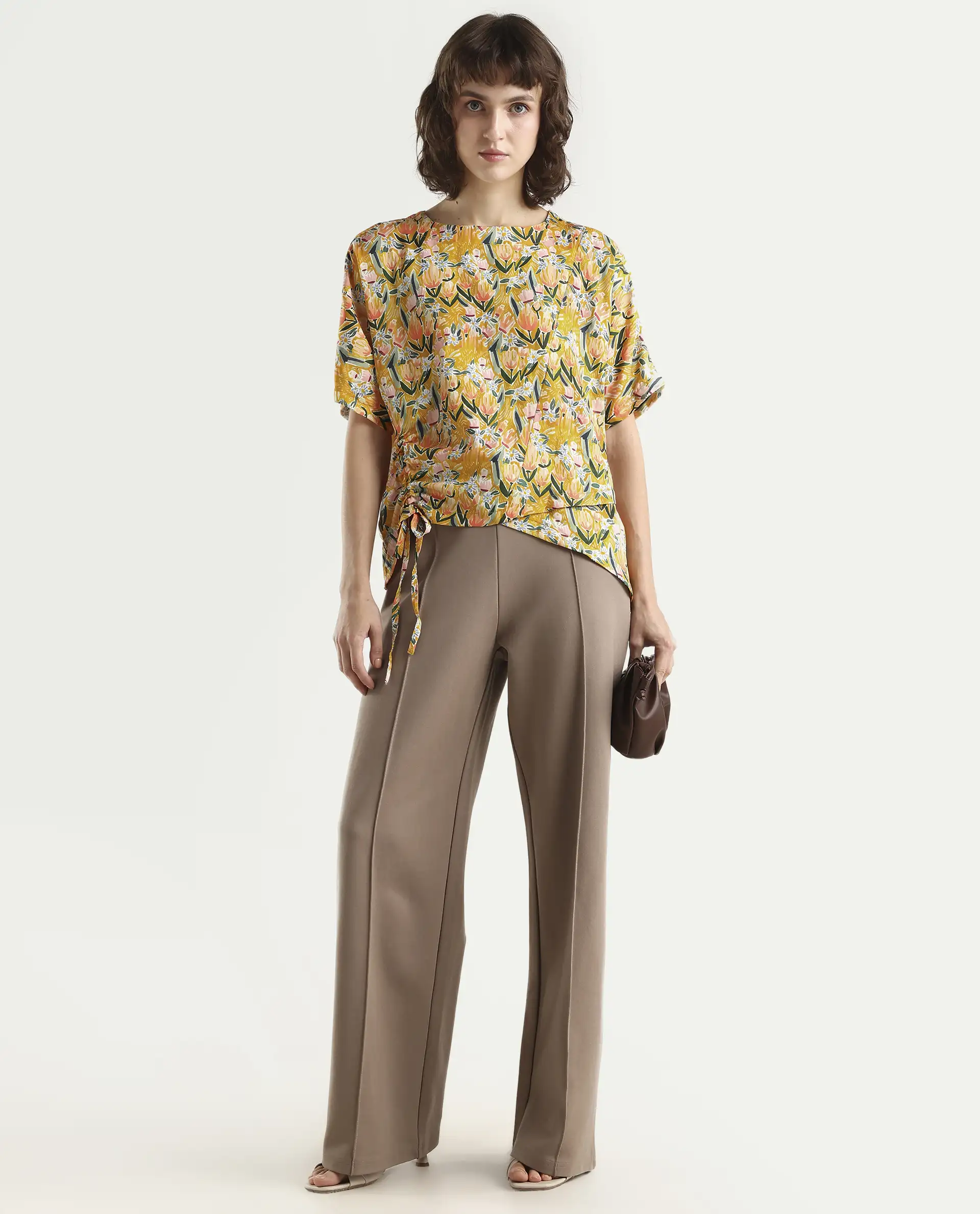 Rareism Women Pai Yellow Top Short Sleeves Printed - Image 2