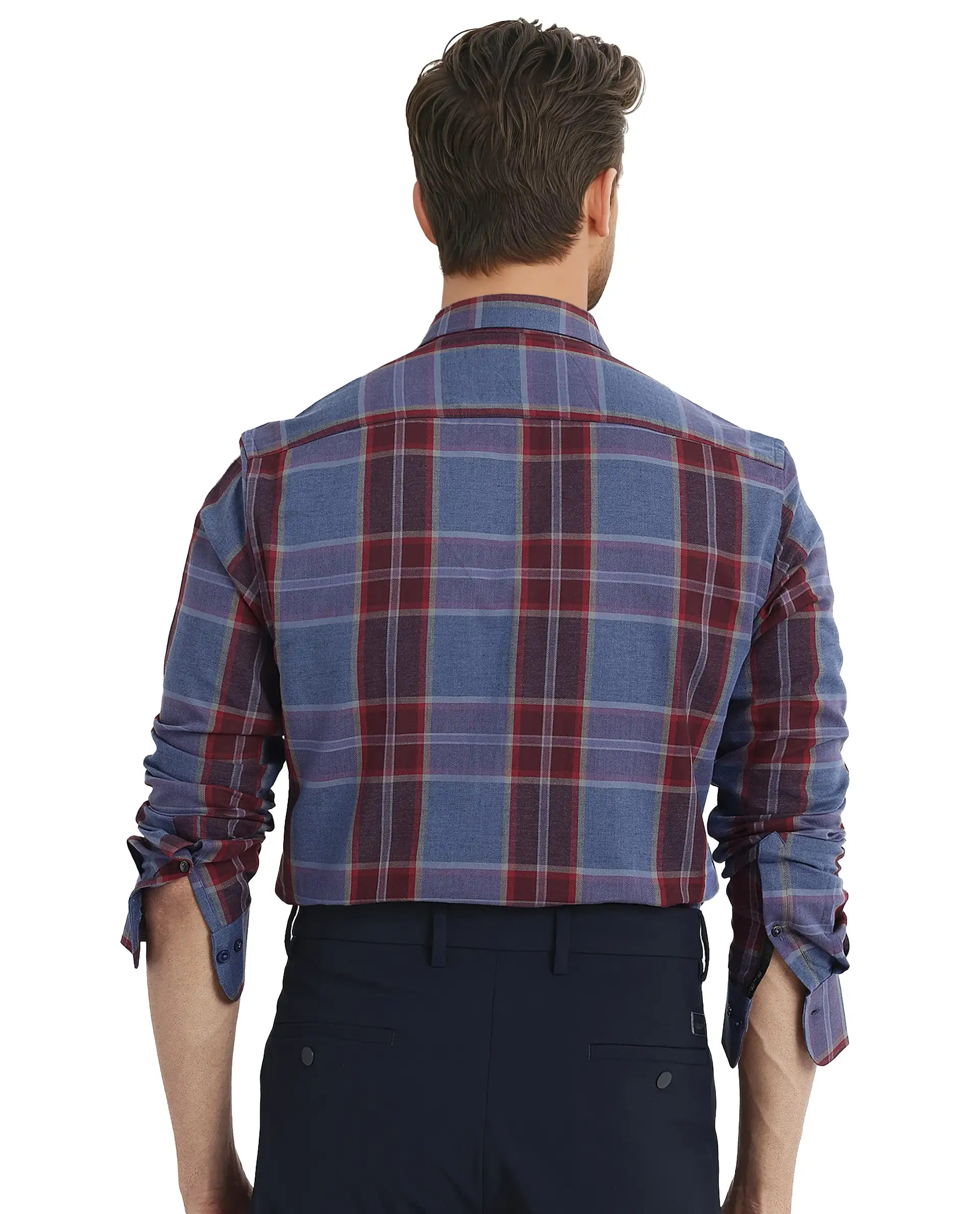 Rare Rabbit Men's Paina Red Cotton Checked Print Regular Fit Full Sleeve Collared Shirt - Image 4