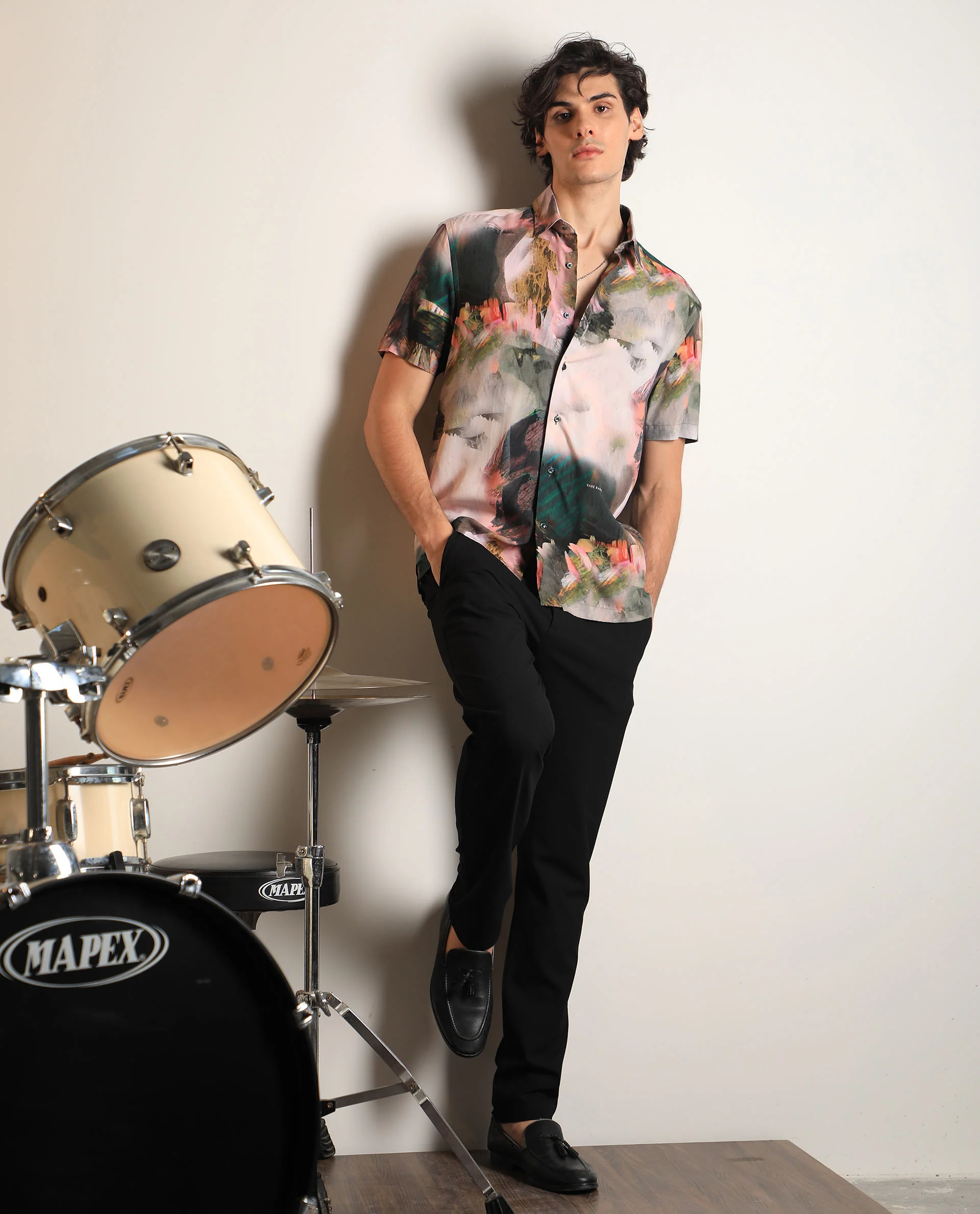 Rare Rabbit Men's Painter Green Viscose Abstract Print Regular Fit Half Sleeve Collared Shirt - Image 7