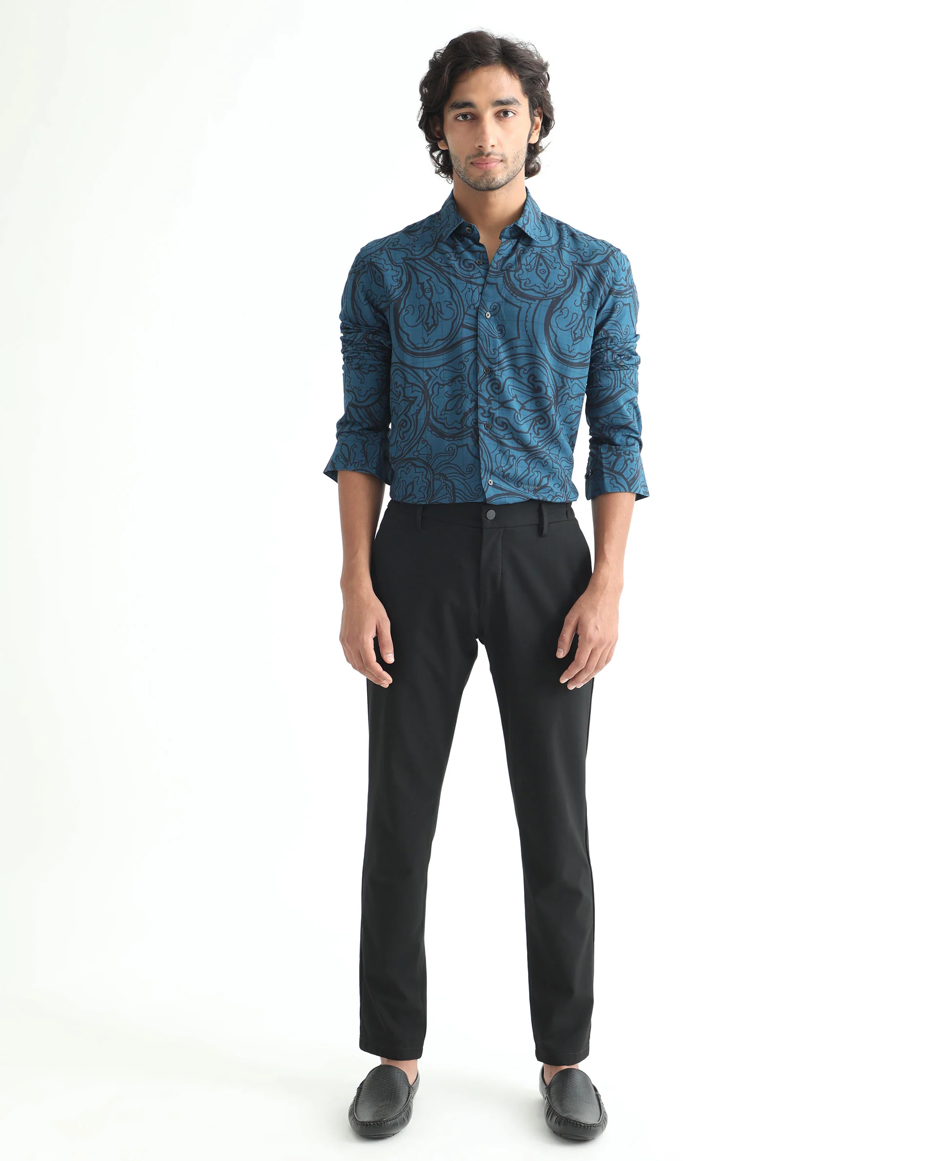 Rare Rabbit Men's Paisum Dark Blue Viscose Paisley Print Regular Fit Full Sleeve Collared Shirt - Image 7