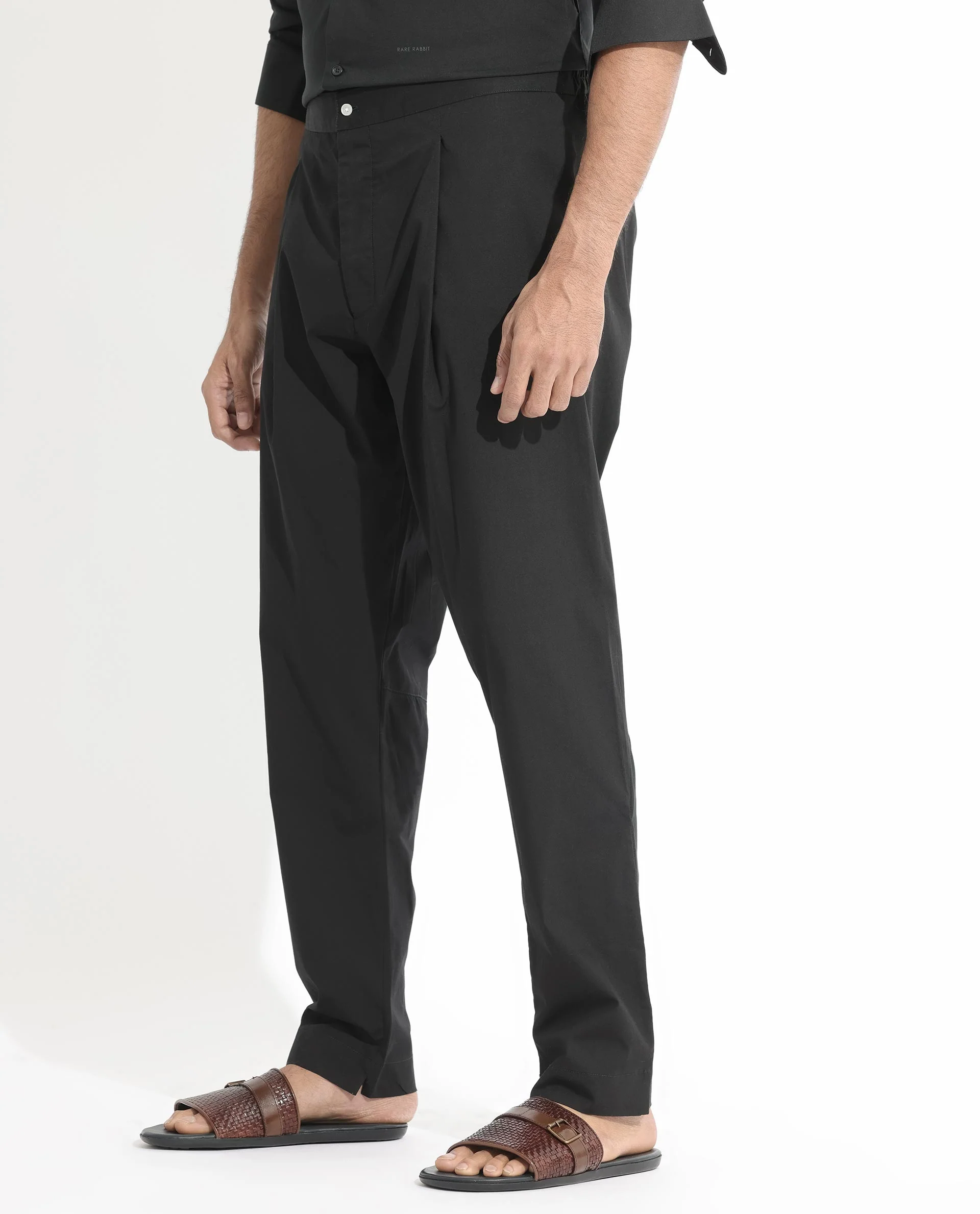 Rare Rabbit Men's Pajama-3 Black Viscose Plain Slim Fit Pajama - Image 2