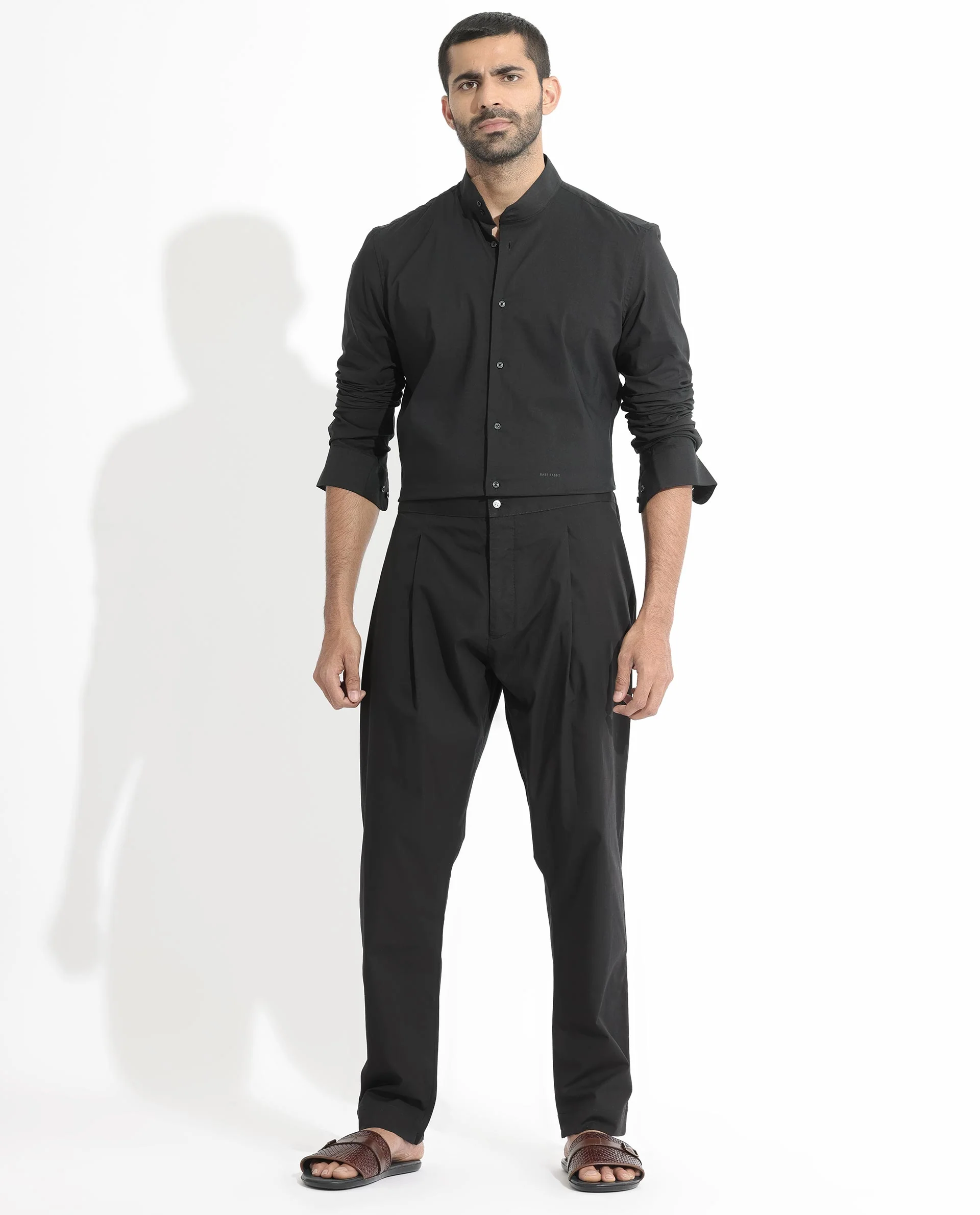 Rare Rabbit Men's Pajama-3 Black Viscose Plain Slim Fit Pajama - Image 5