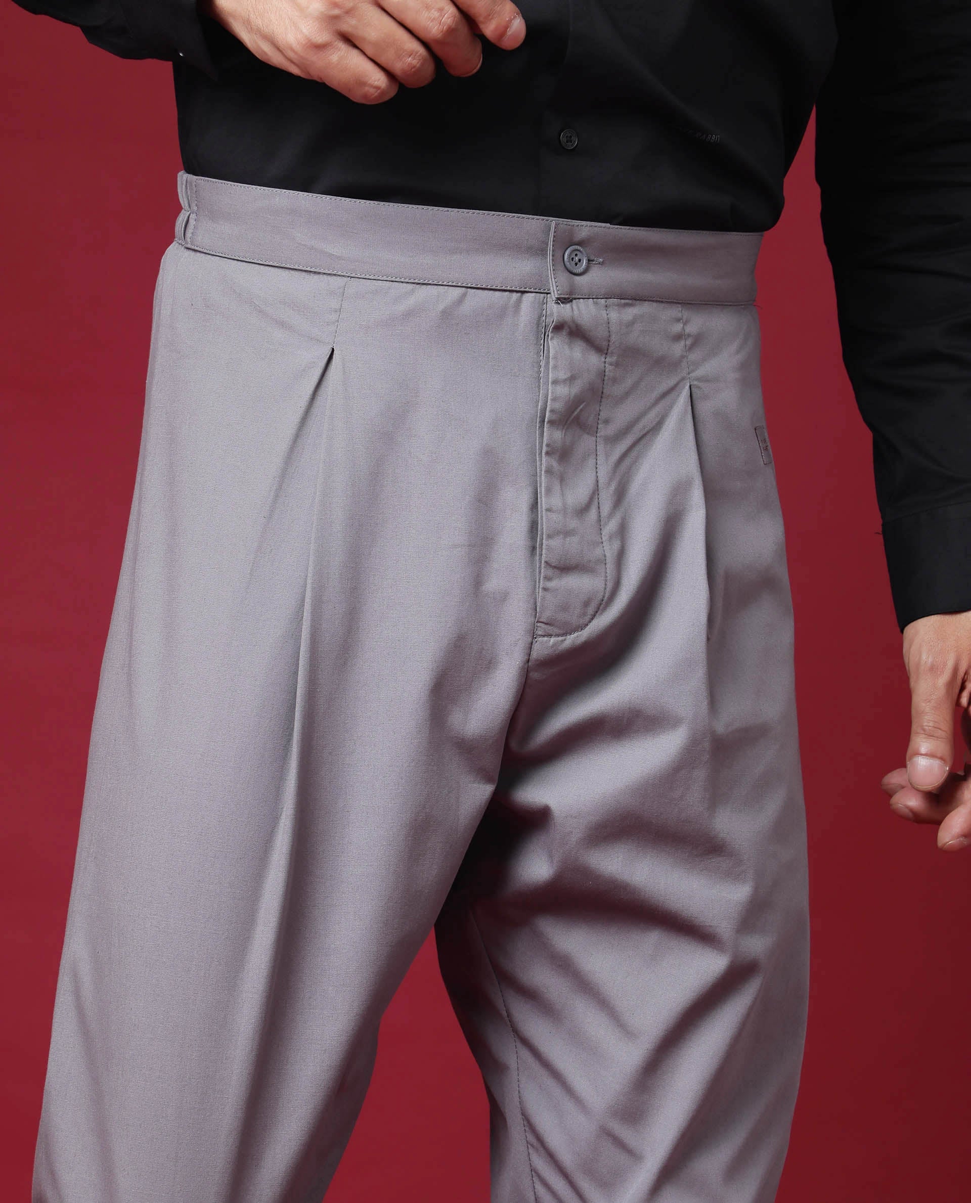 Rare Rabbit Men's Pajama-3 Grey Viscose Plain Slim Fit Pajama - Image 4
