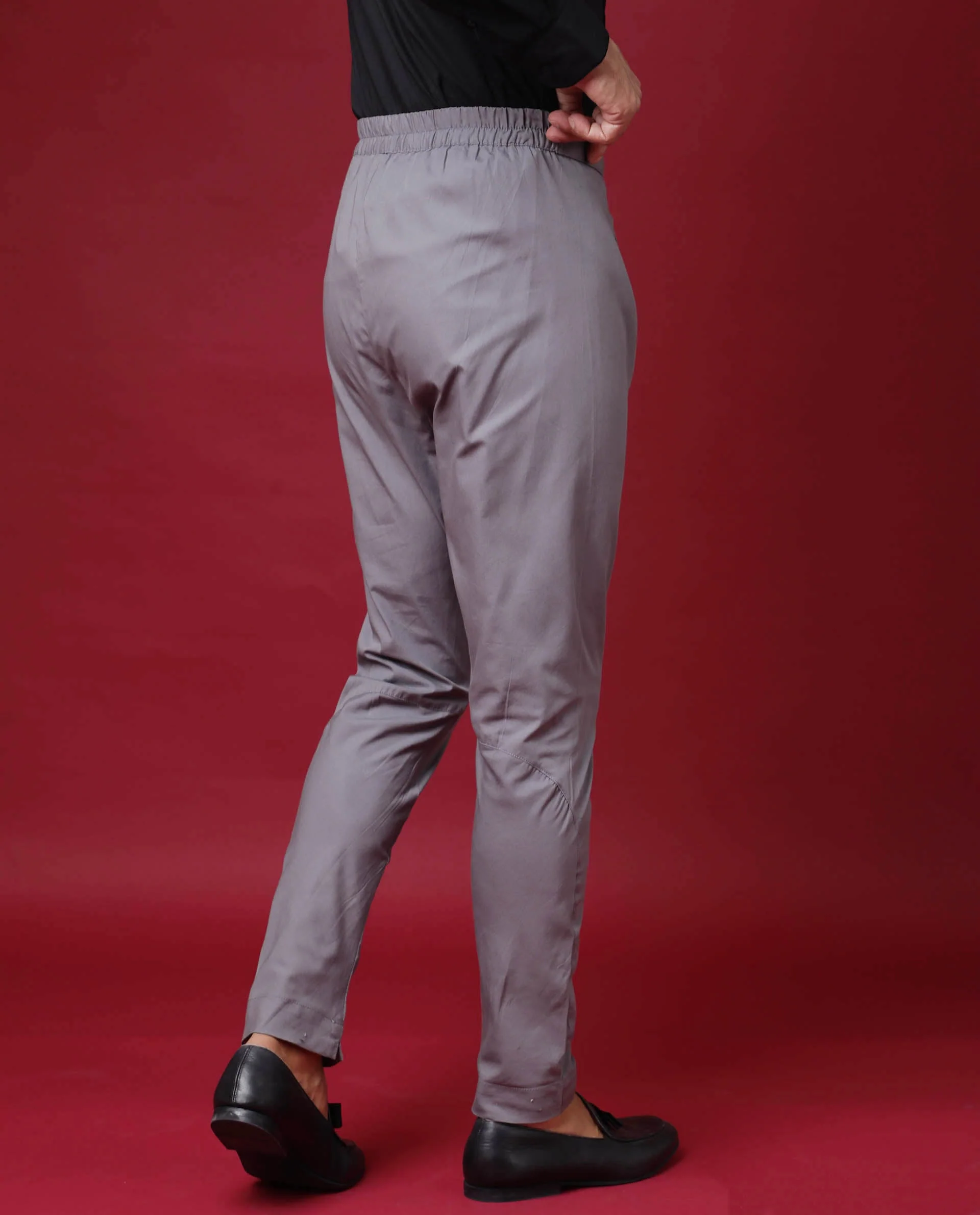 Rare Rabbit Men's Pajama-3 Grey Viscose Plain Slim Fit Pajama - Image 5