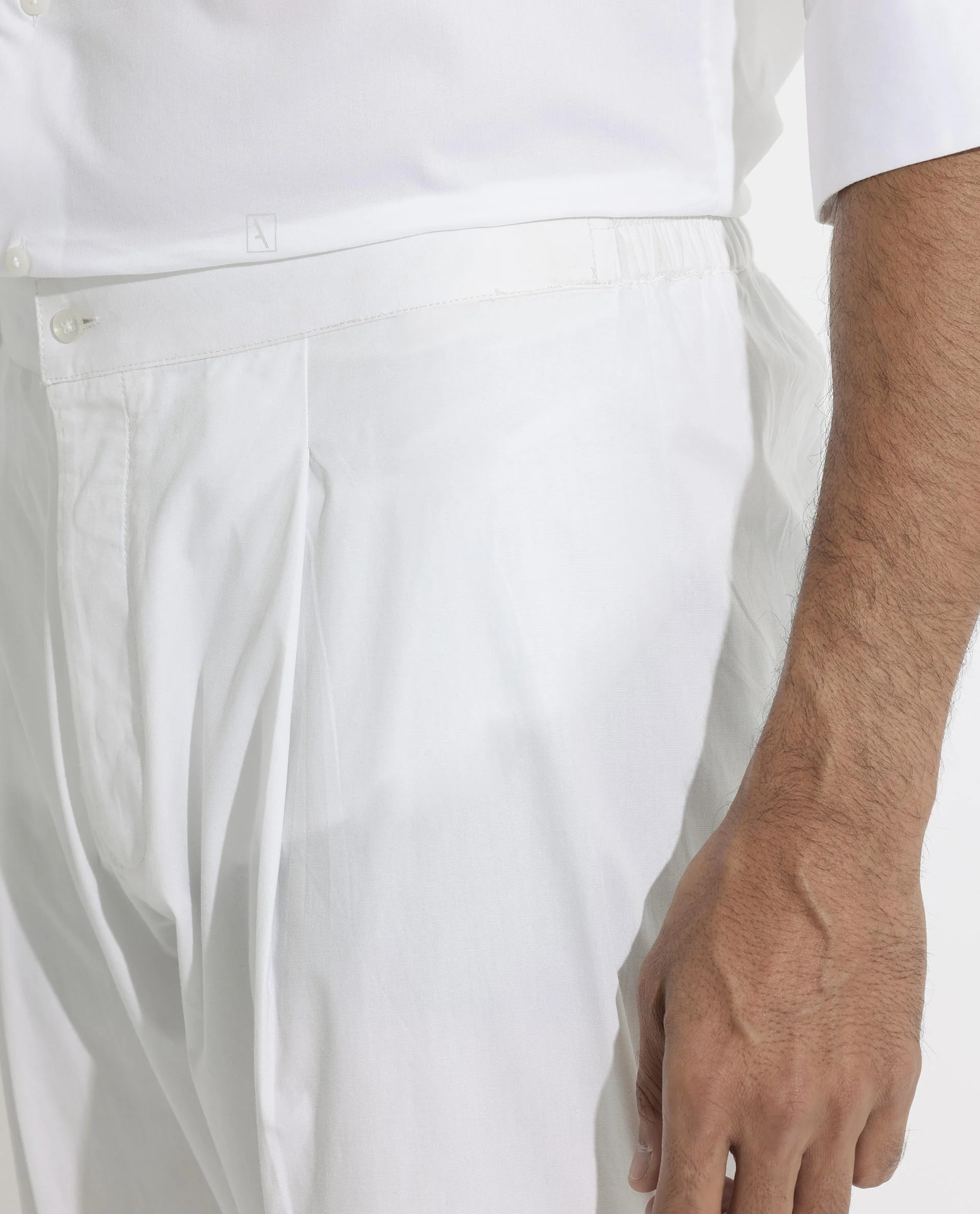Rare Rabbit Men's Pajama-3 White Viscose Plain Slim Fit Pajama - Image 3