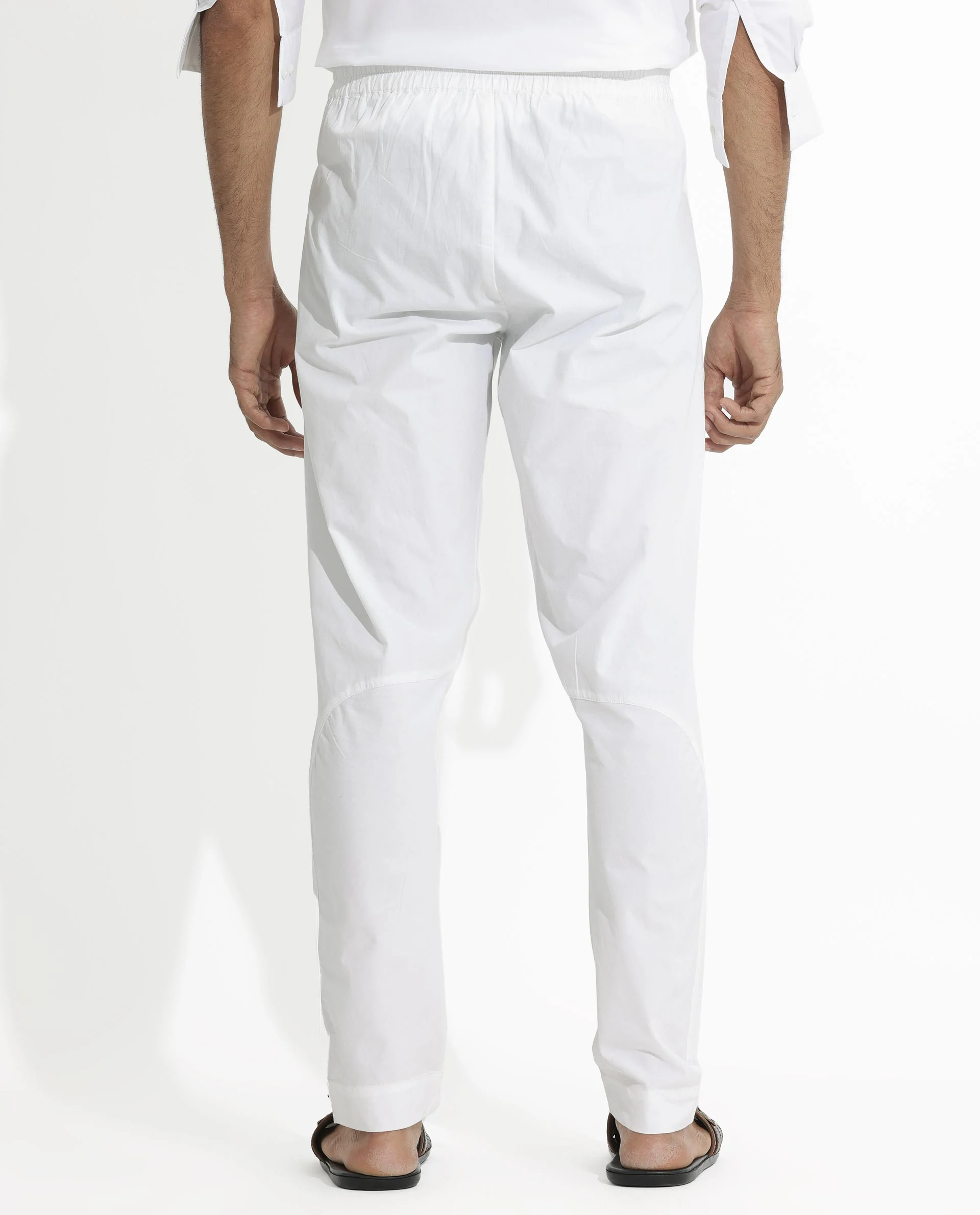 Rare Rabbit Men's Pajama-3 White Viscose Plain Slim Fit Pajama - Image 6