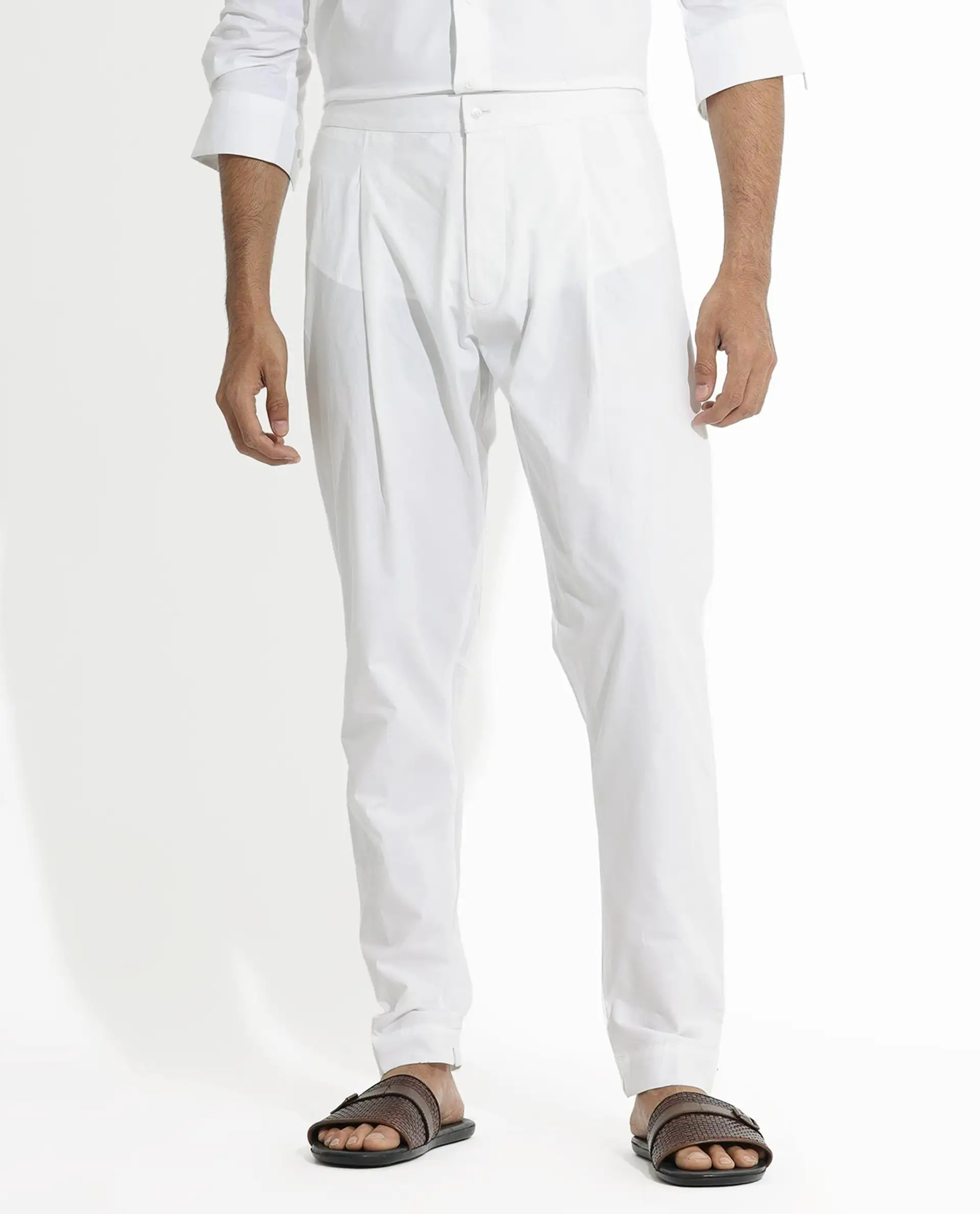 Rare Rabbit Men's Pajama-3 White Viscose Plain Slim Fit Pajama - Image 7