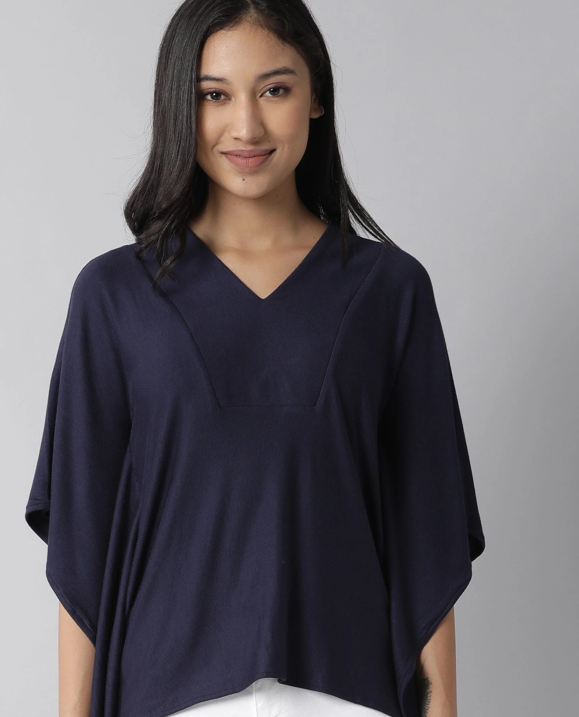 Rareism Women Pal Navy Top Full Sleeves Solid