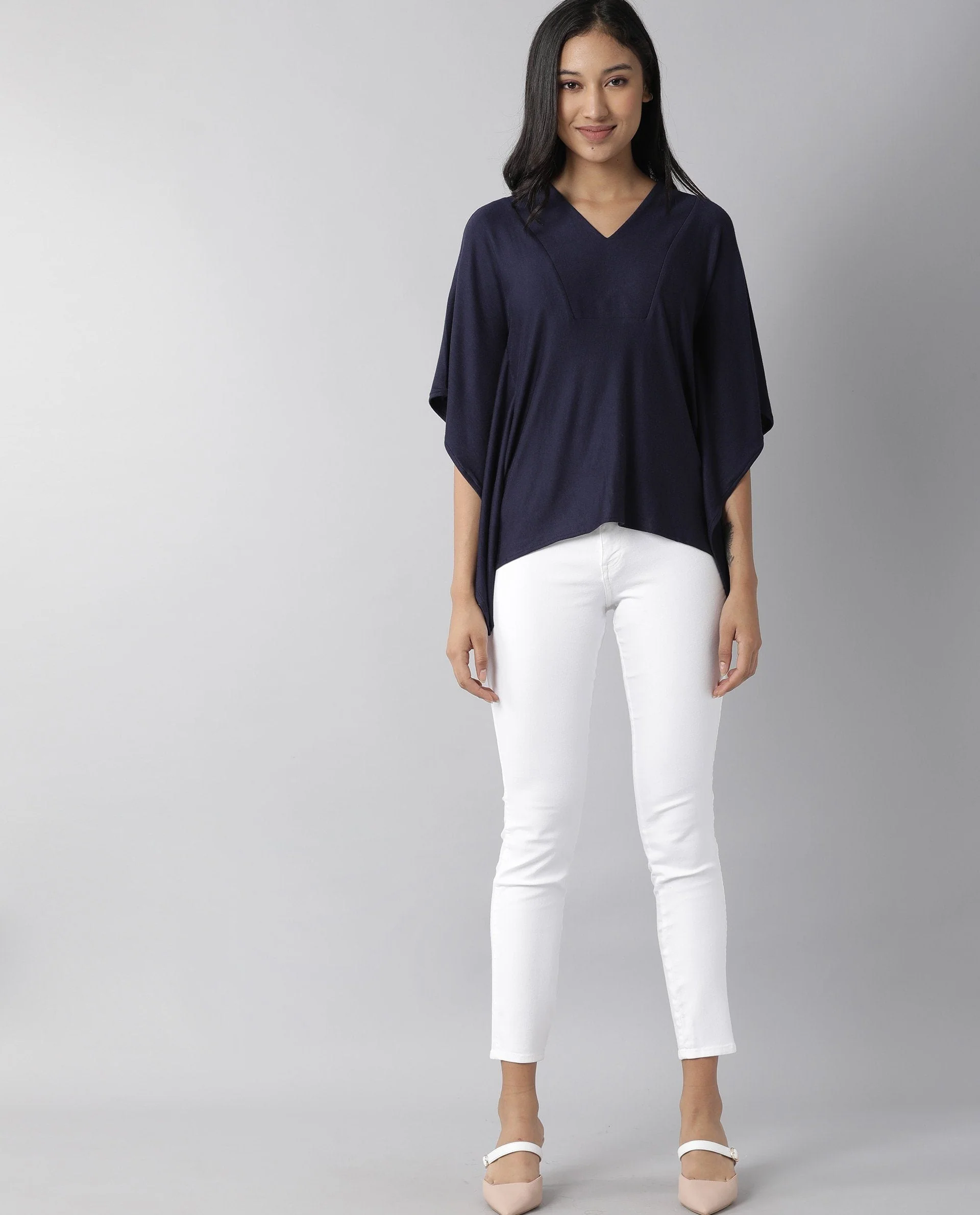 Rareism Women Pal Navy Top Full Sleeves Solid - Image 3