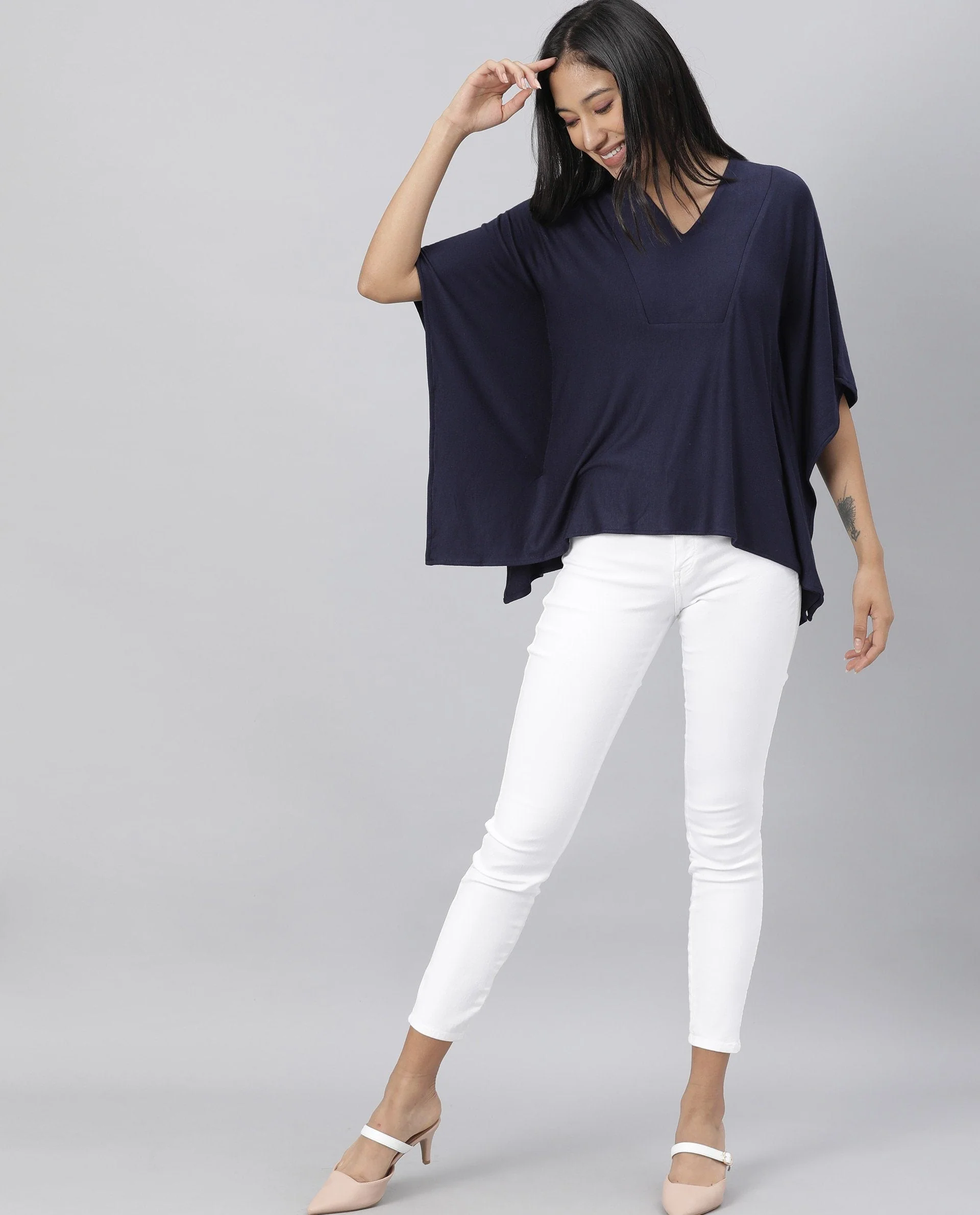 Rareism Women Pal Navy Top Full Sleeves Solid - Image 5