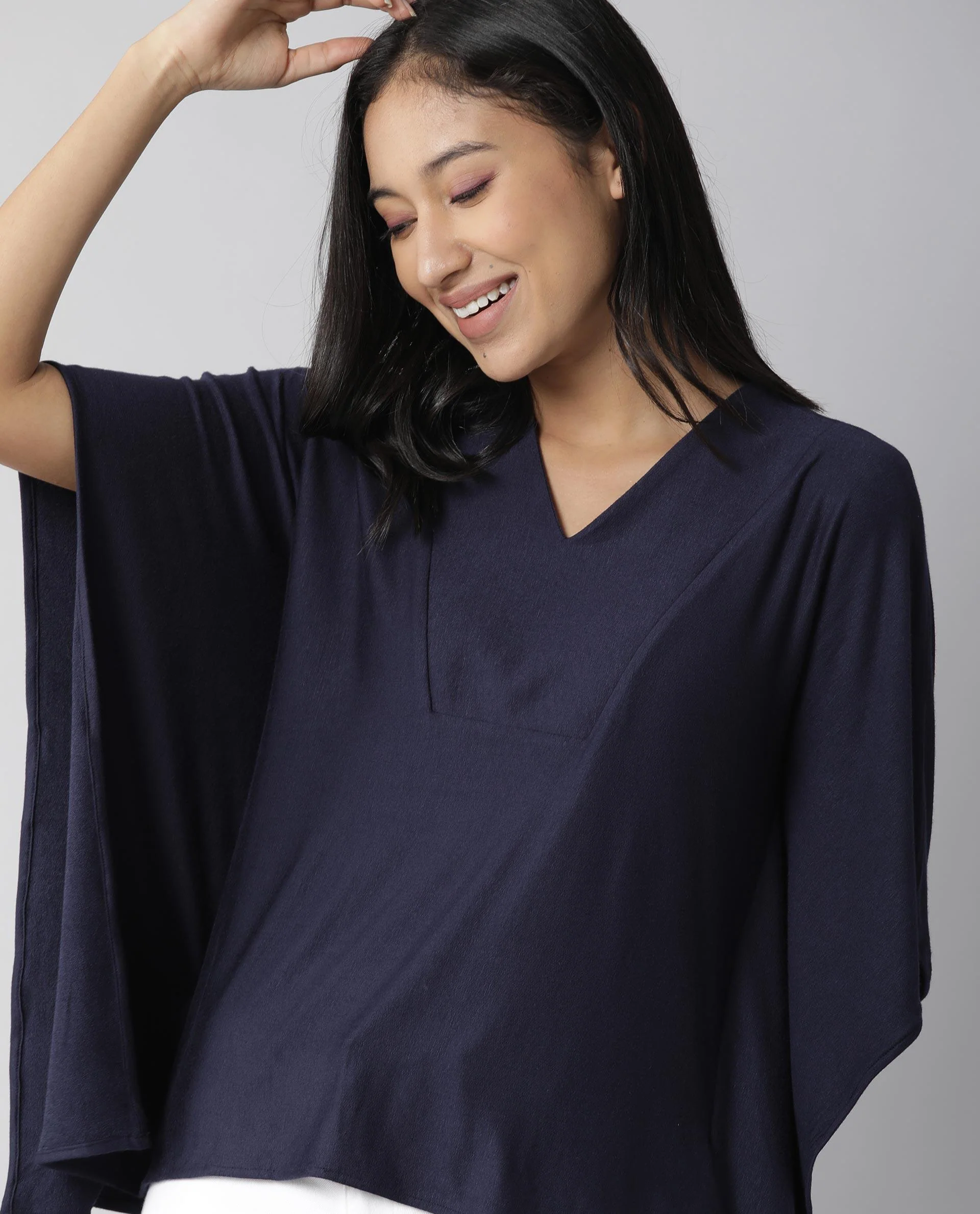Rareism Women Pal Navy Top Full Sleeves Solid - Image 6