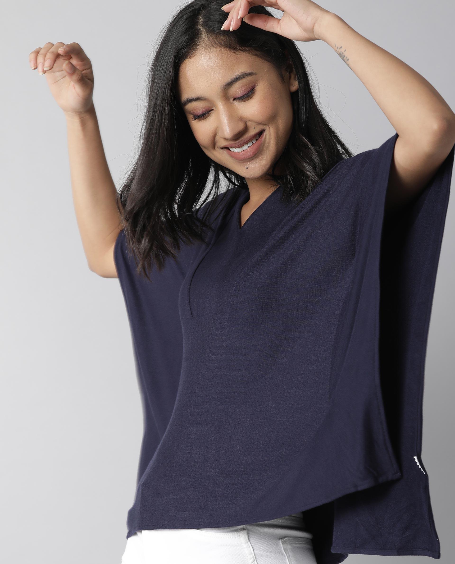 Rareism Women Pal Navy Top Full Sleeves Solid - Image 8