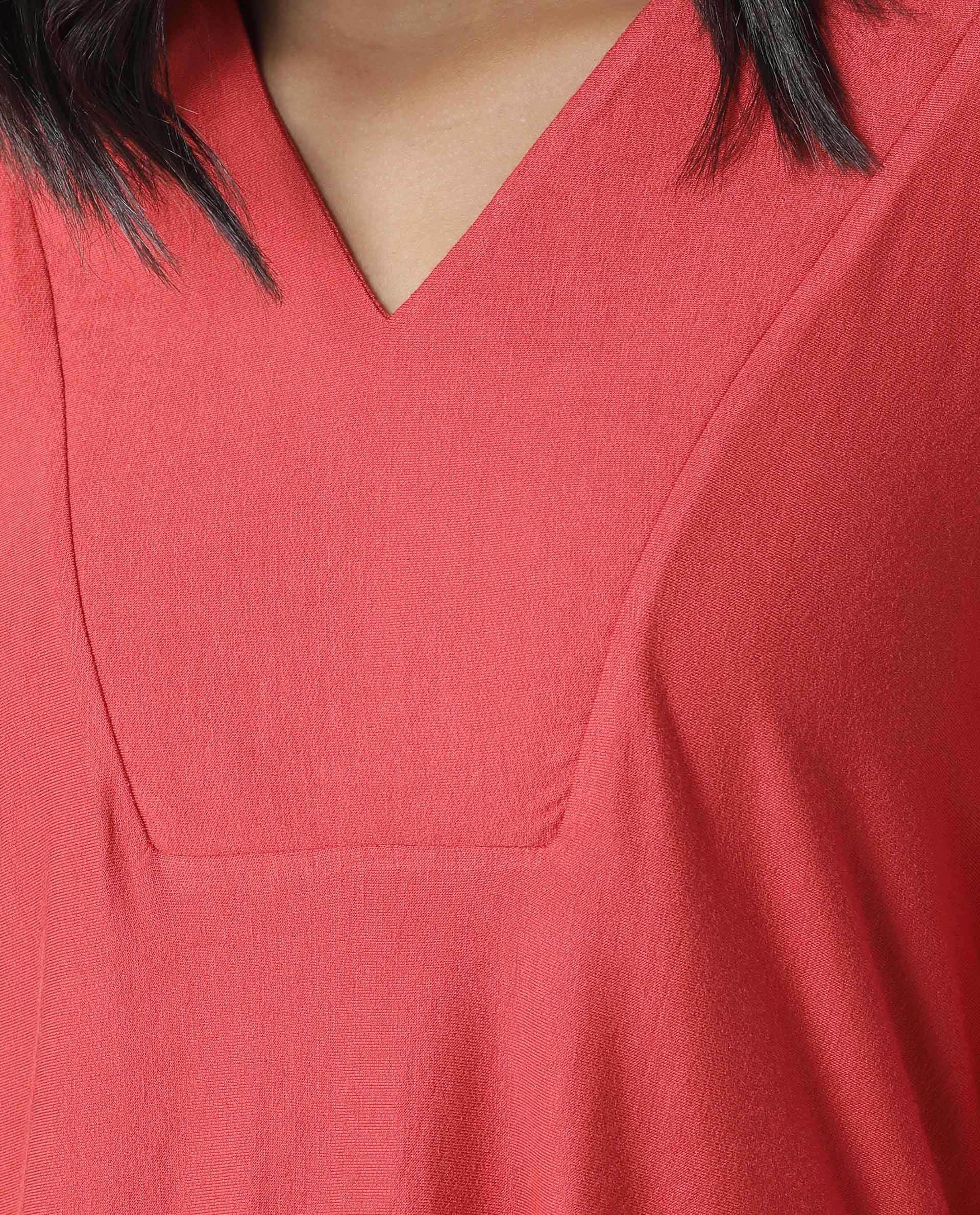 Rareism Women Pal Red Top Full Sleeves Solid - Image 2