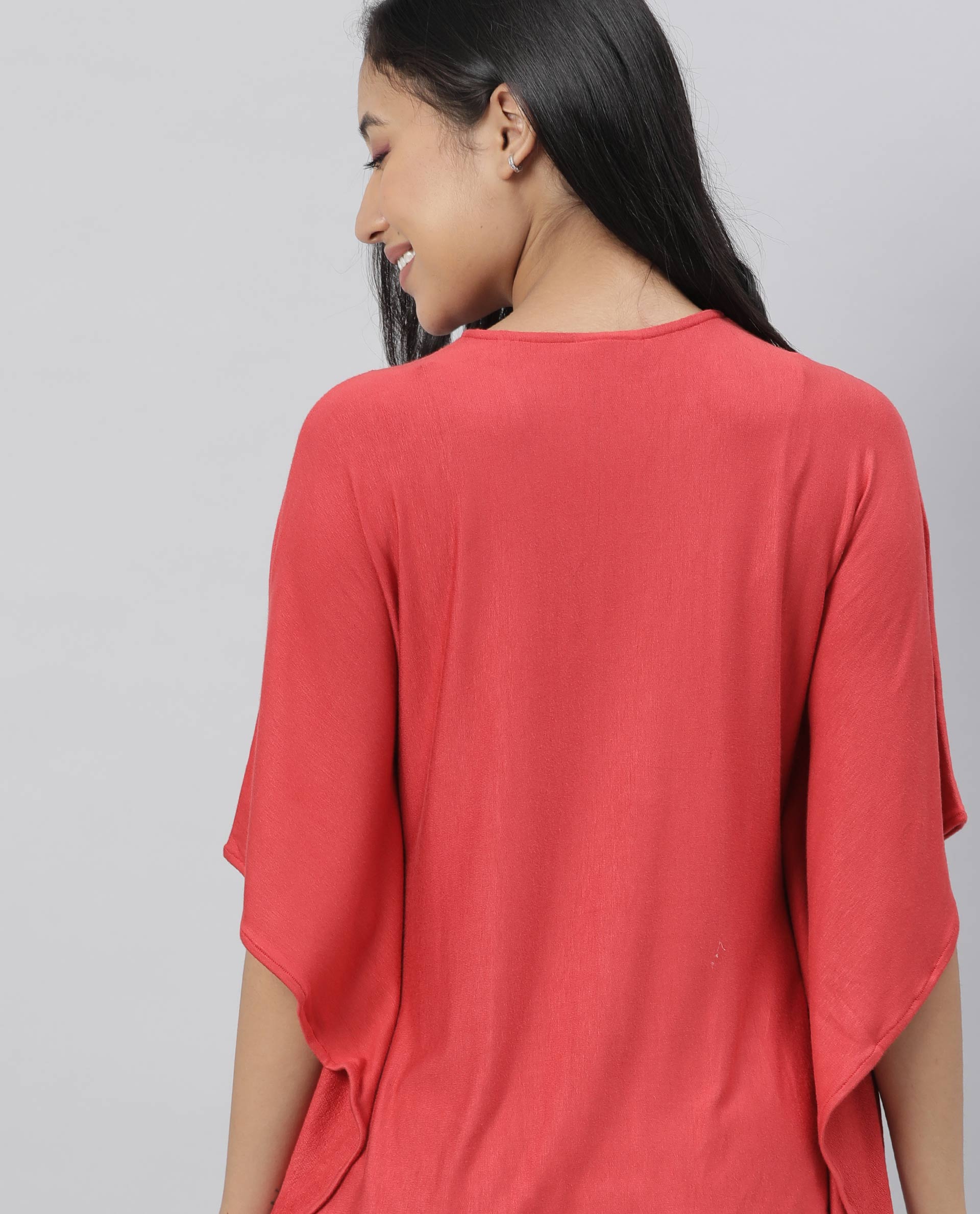 Rareism Women Pal Red Top Full Sleeves Solid - Image 4