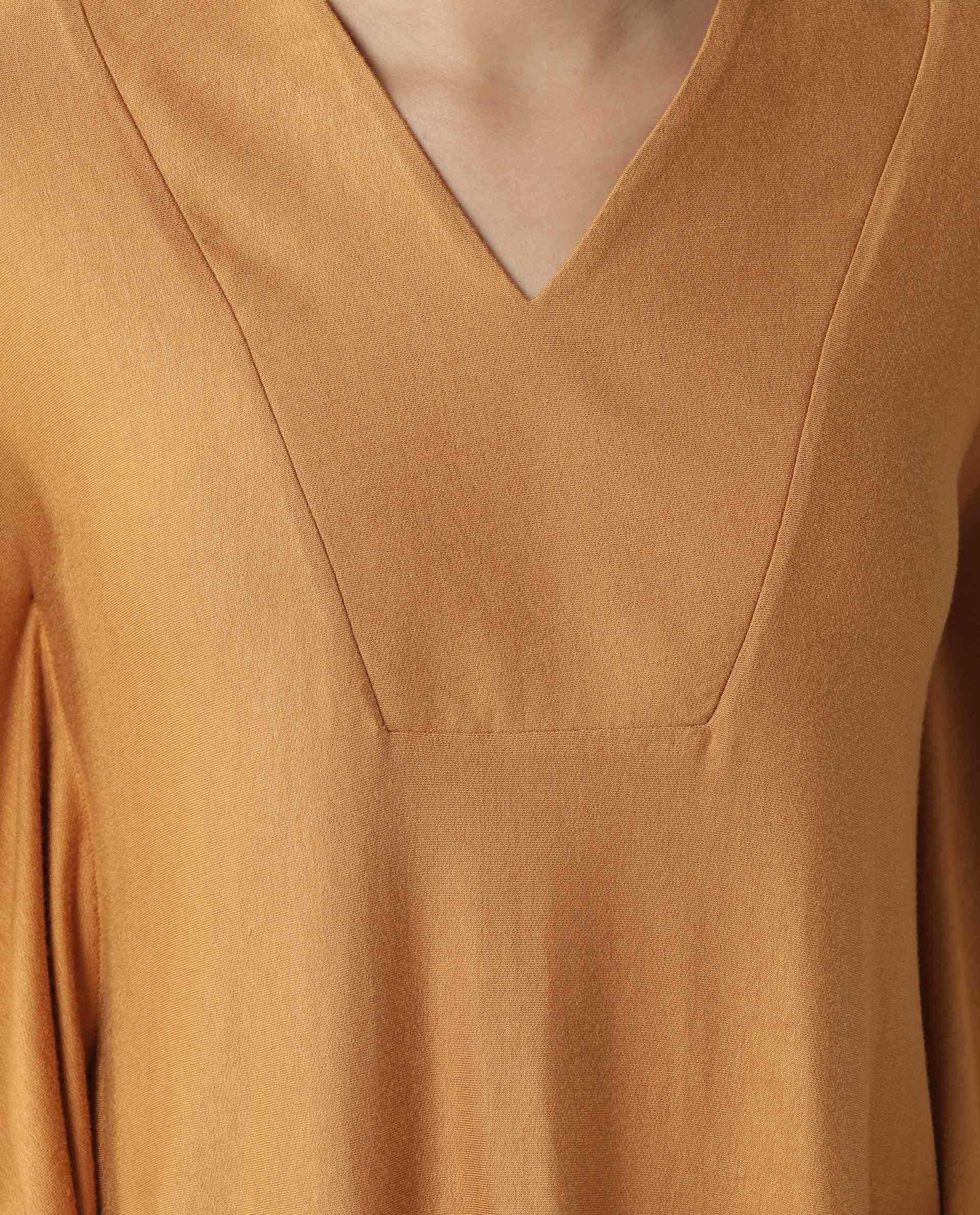 Rareism Women Pal Rust Top Full Sleeves Solid - Image 2