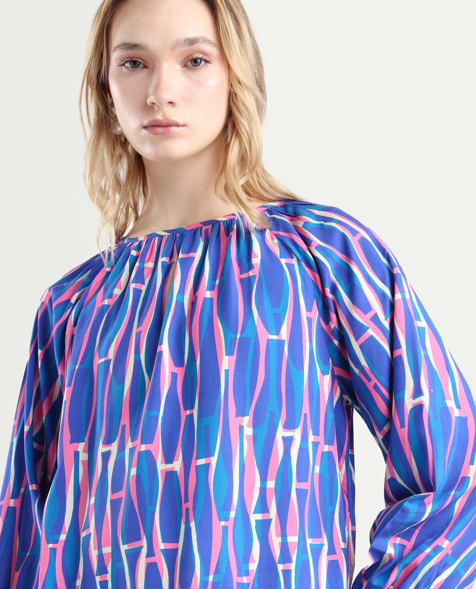 Rareism Women's Palermo Multi Viscose Crew Neck Abstract Print Raglan Sleeve Regular Fit Top - Image 4