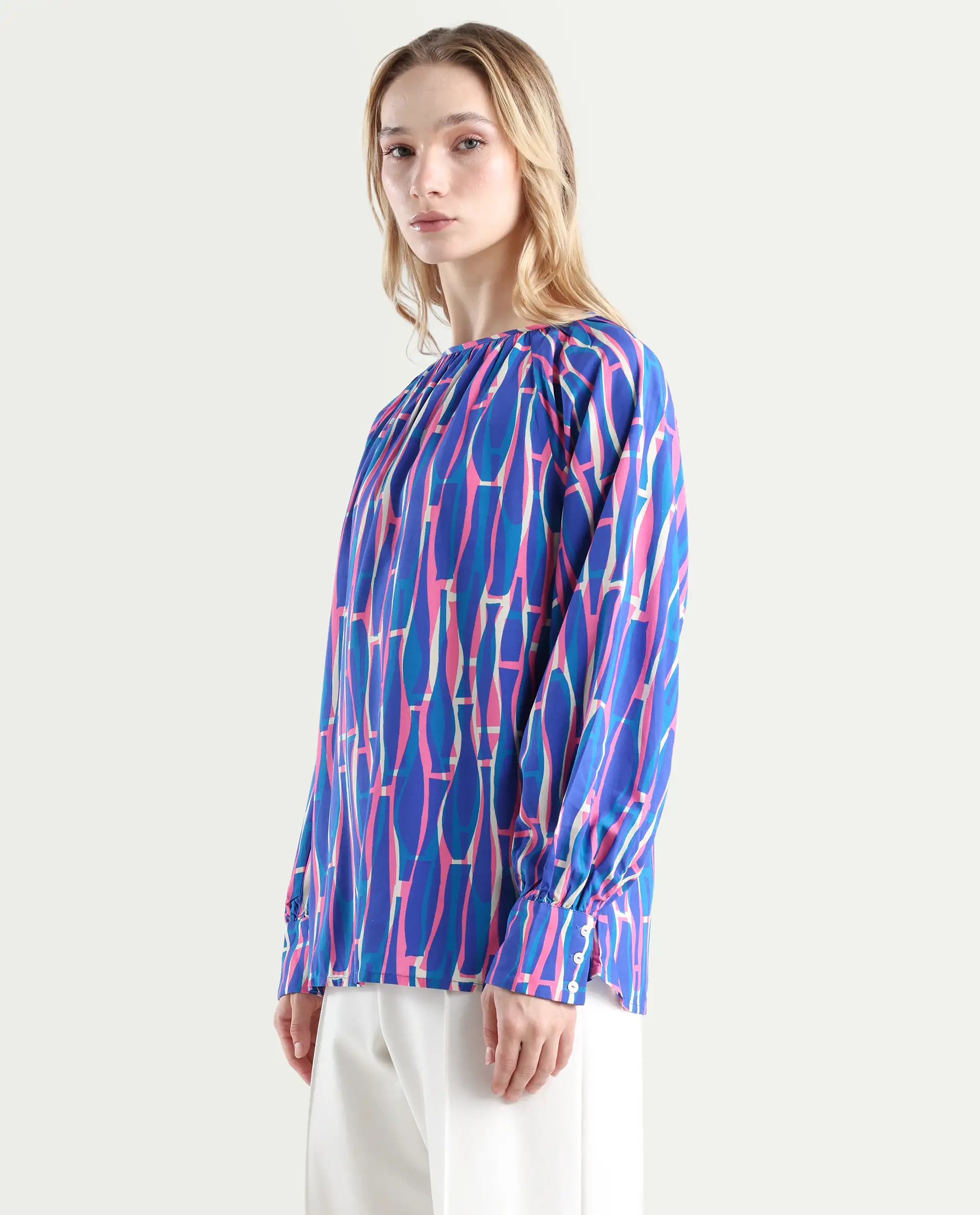 Rareism Women's Palermo Multi Viscose Crew Neck Abstract Print Raglan Sleeve Regular Fit Top - Image 6