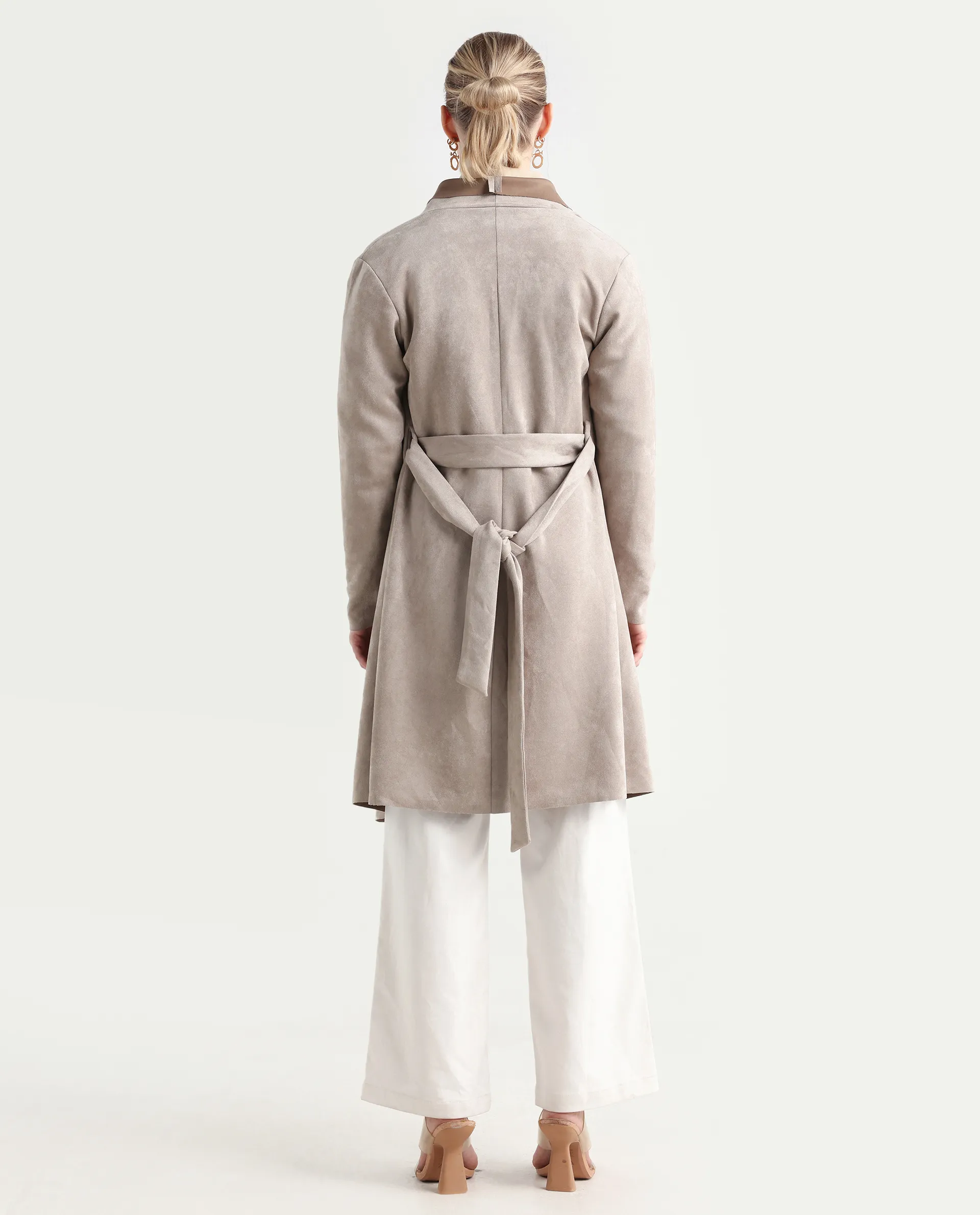 Rareism Women's Palmer-25 Off White Polyester Blend Fabric Lapel Neck Regular Fit Coat - Image 7