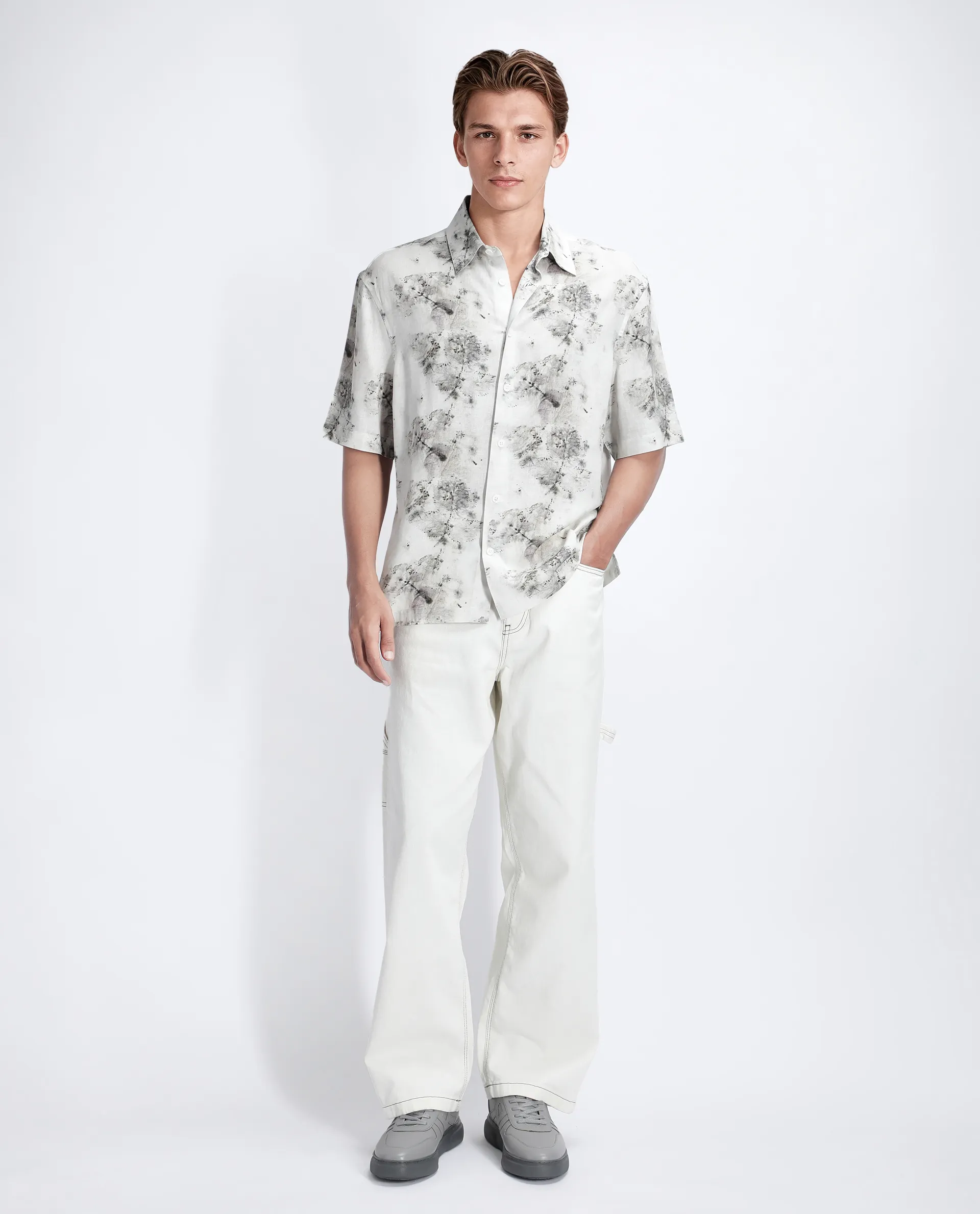 Rare Rabbit Men's Palmz White Cotton Floral Print Regular Fit Half Sleeve Collared Shirt - Image 2