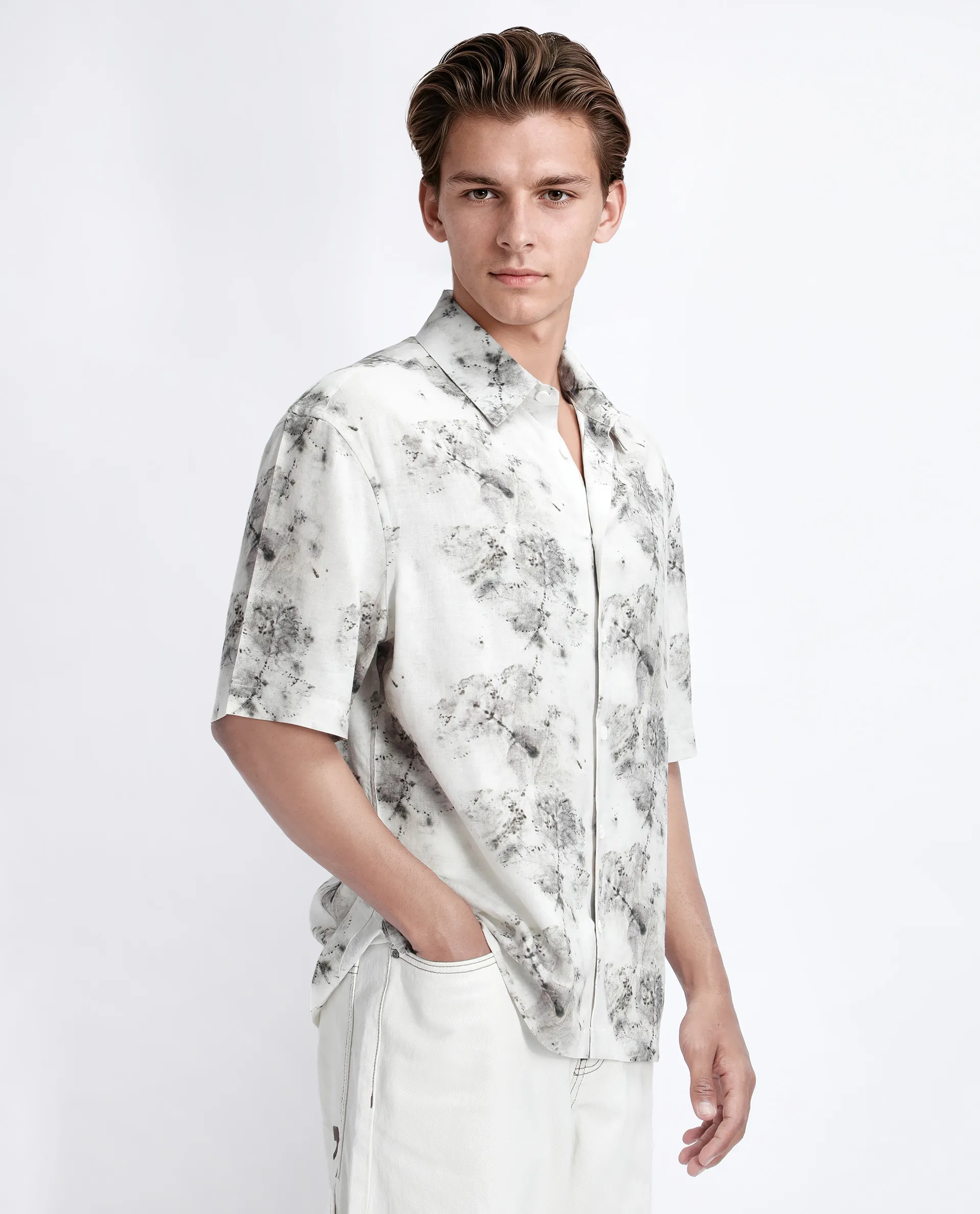 Rare Rabbit Men's Palmz White Cotton Floral Print Regular Fit Half Sleeve Collared Shirt - Image 6