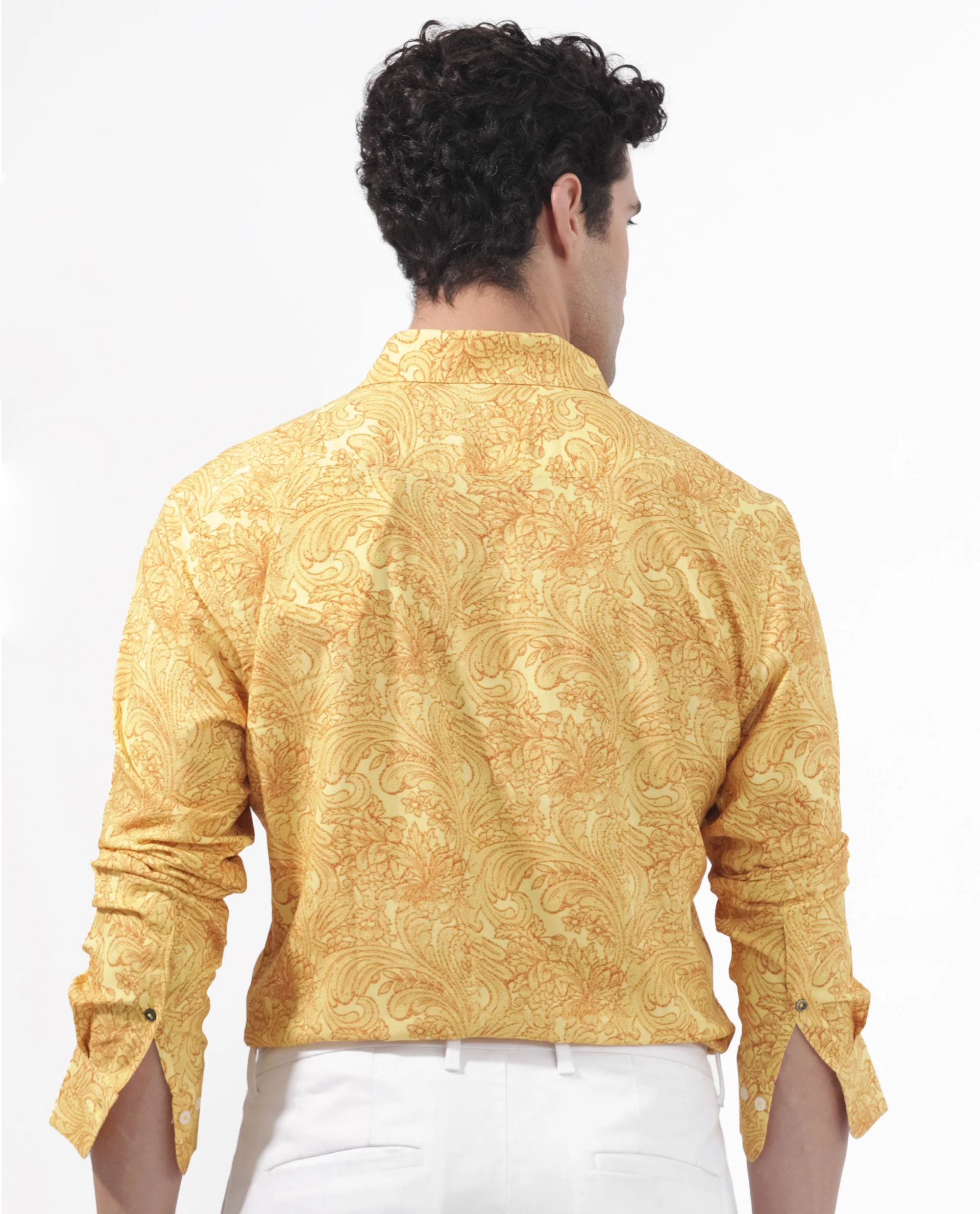 Rare Rabbit Men's Pamat Yellow Viscose Paisley Print Regular Fit Full Sleeve Collared Shirt - Image 10