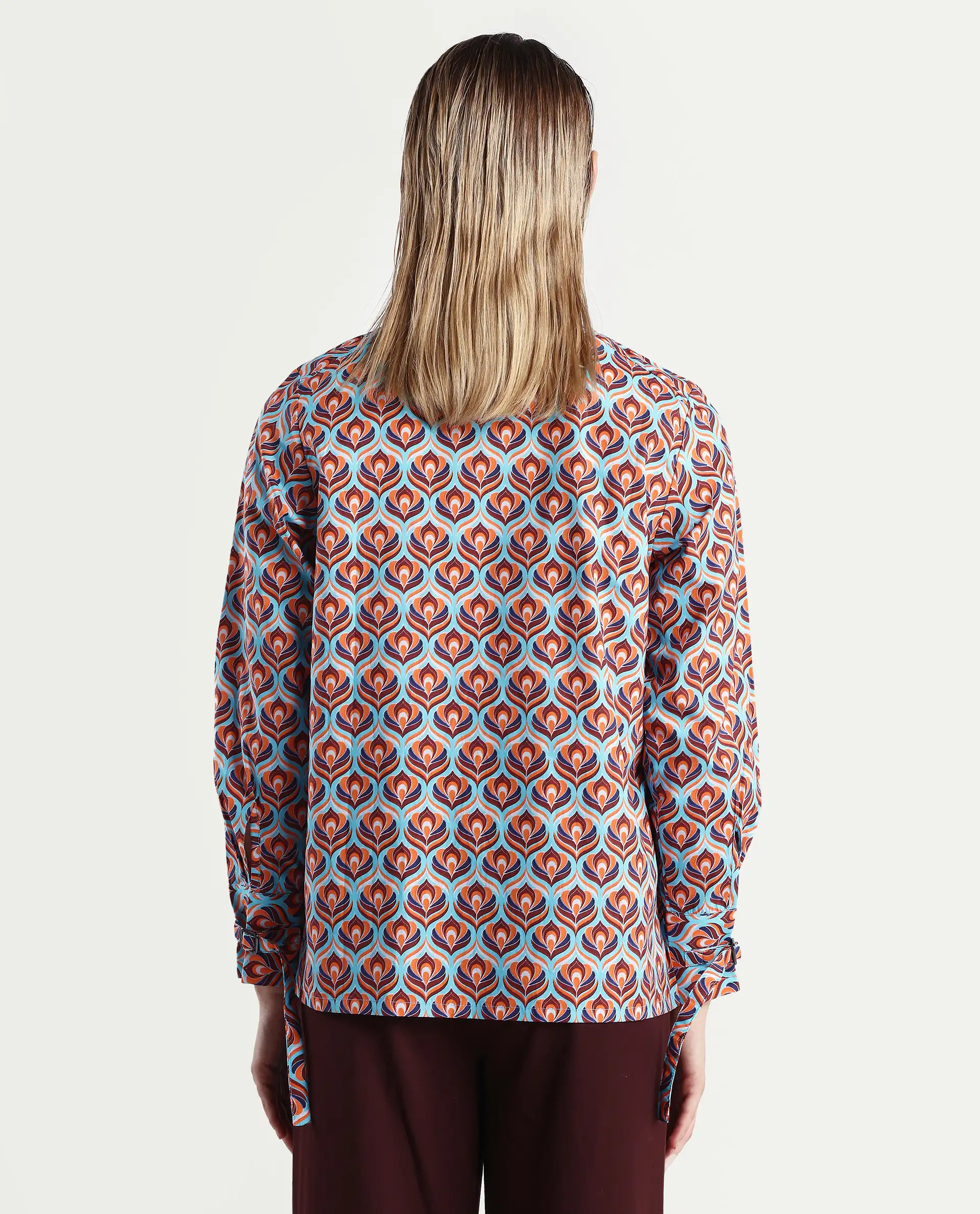 Rareism Women's Panache Multi Cotton High Neck Geometric Print Cuffed Sleeve Regular Fit Top - Image 7