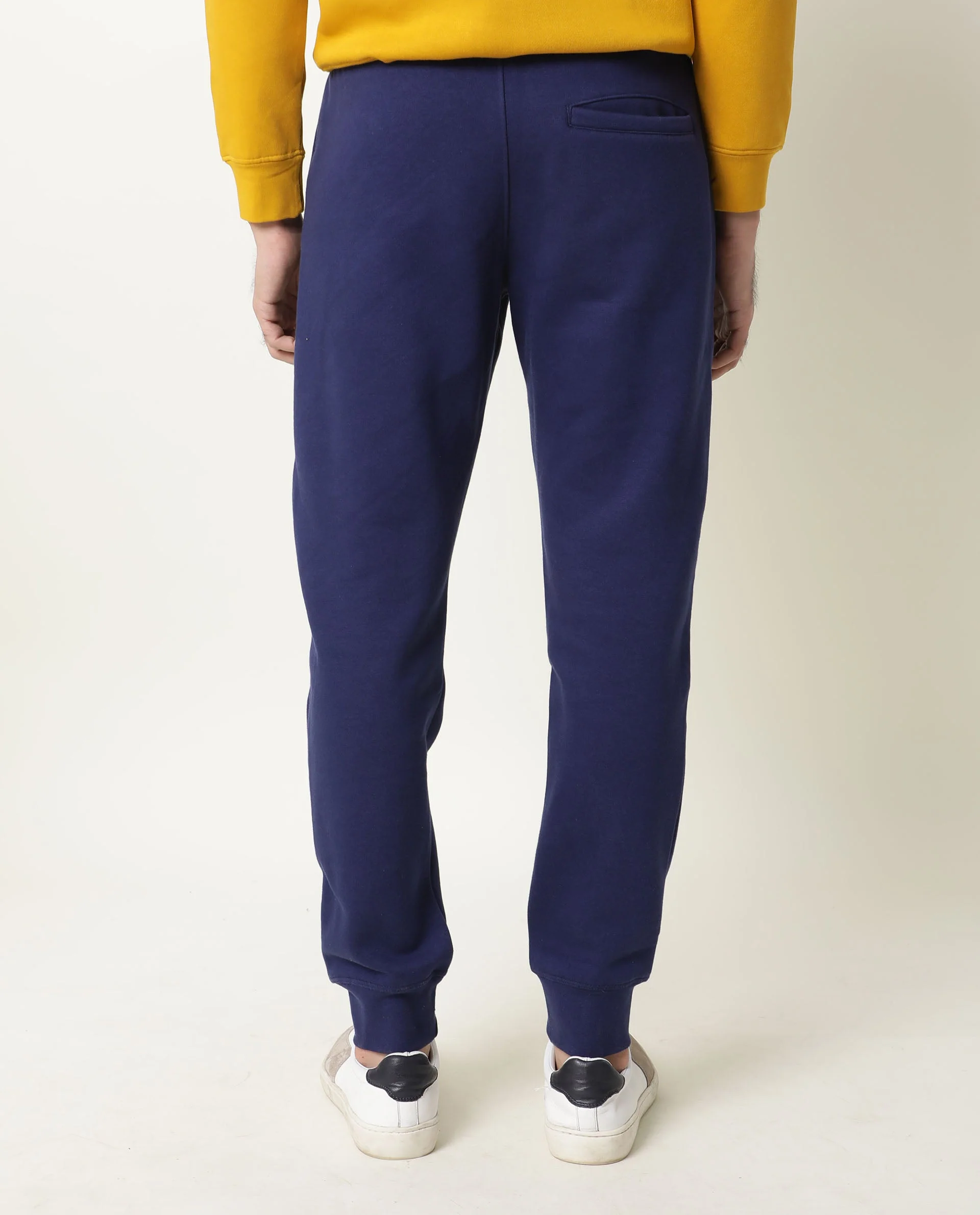 Rare Rabbit Men's Panama Blue Cotton Plain Regular Fit Joggers - Image 6