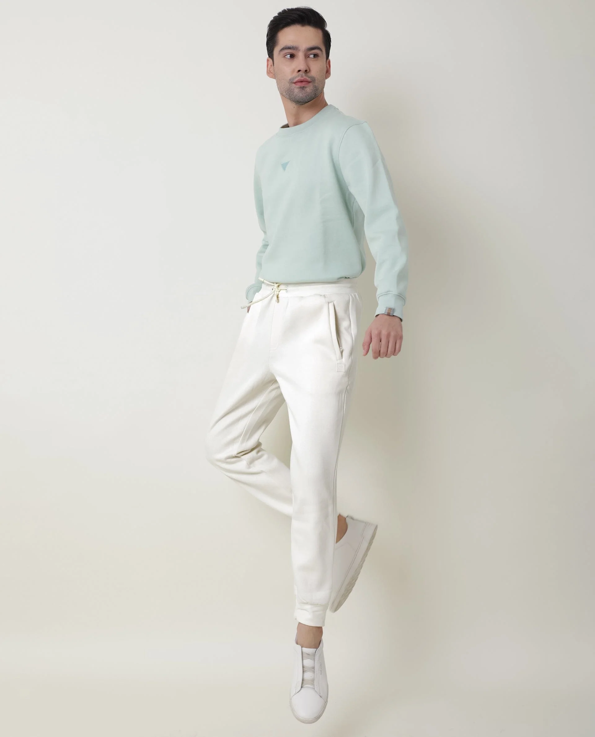 Rare Rabbit Men's Panama Offwhite Cotton Plain Slim Fit Joggers - Image 2