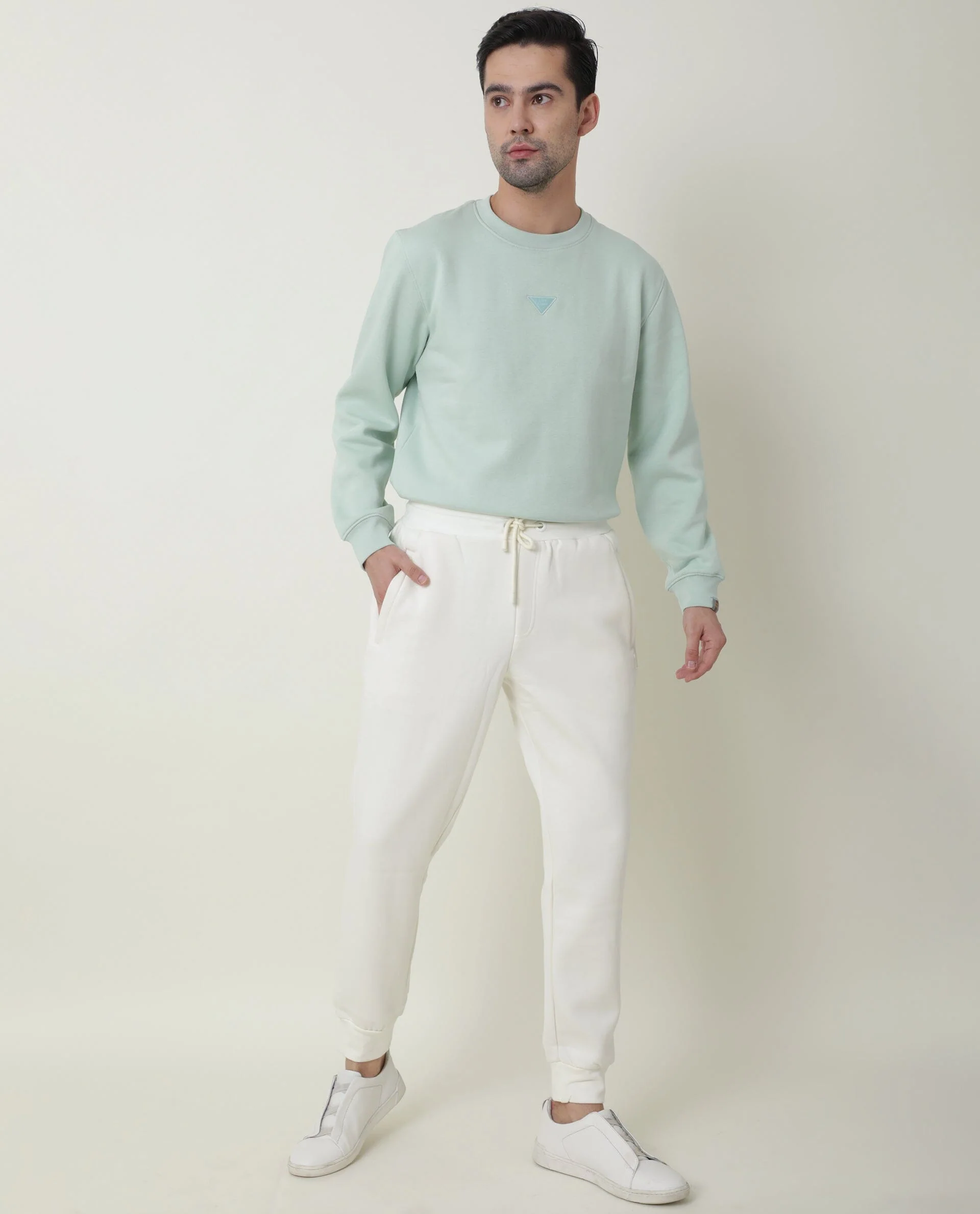 Rare Rabbit Men's Panama Offwhite Cotton Plain Slim Fit Joggers - Image 3
