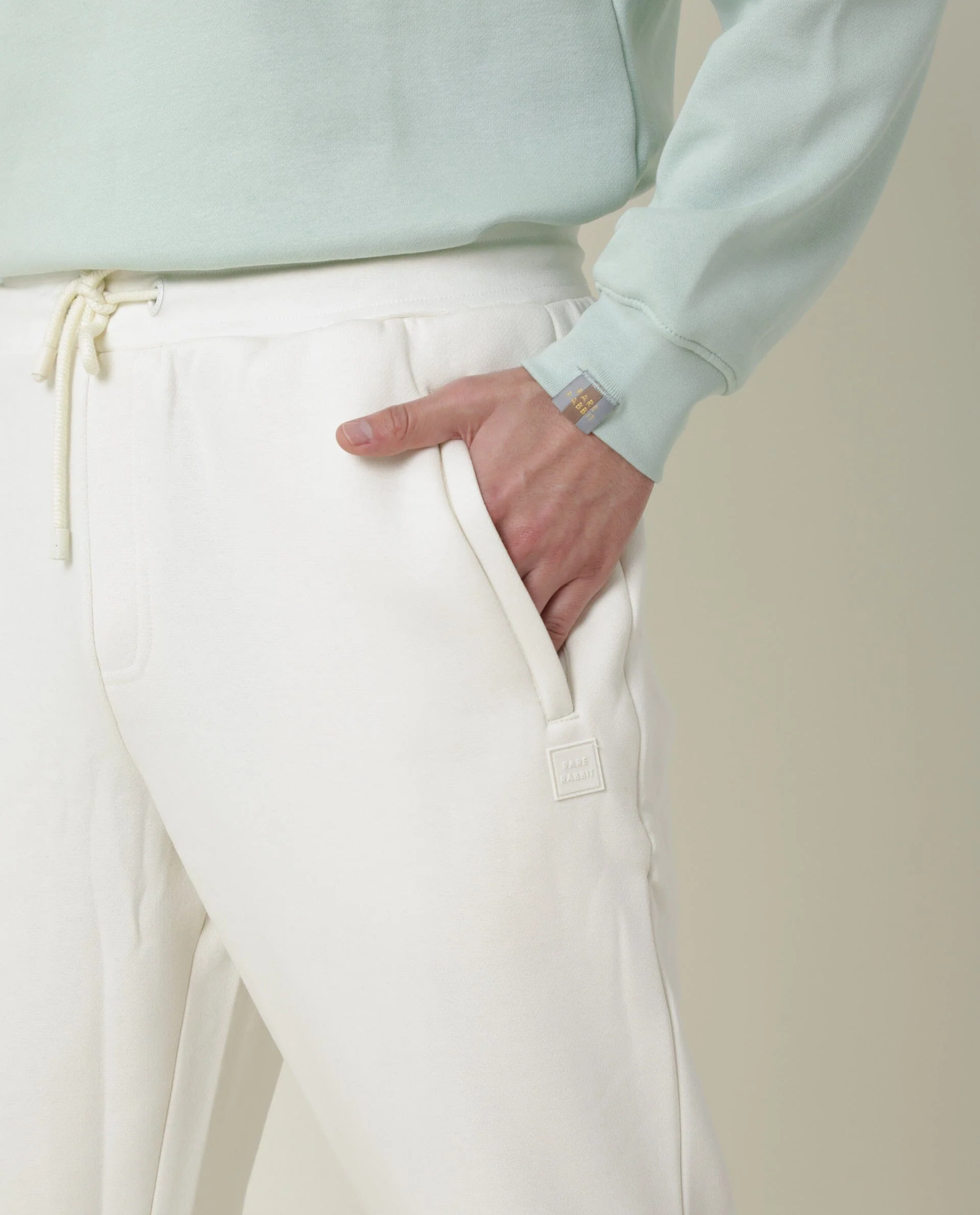 Rare Rabbit Men's Panama Offwhite Cotton Plain Slim Fit Joggers - Image 5
