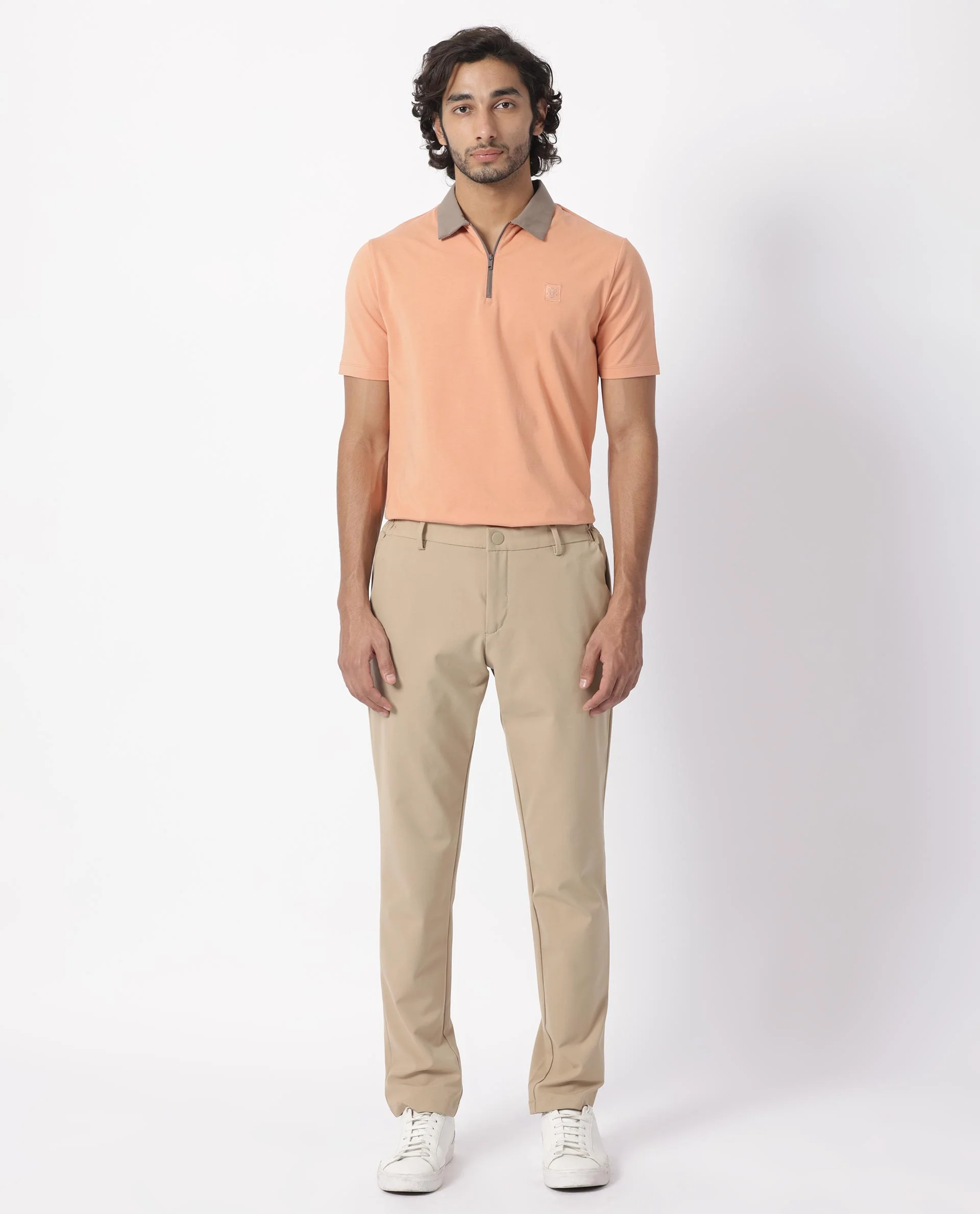 Rare Rabbit Men's Panet Orange Cotton Plain Regular Fit Half Sleeve Polo - Image 6