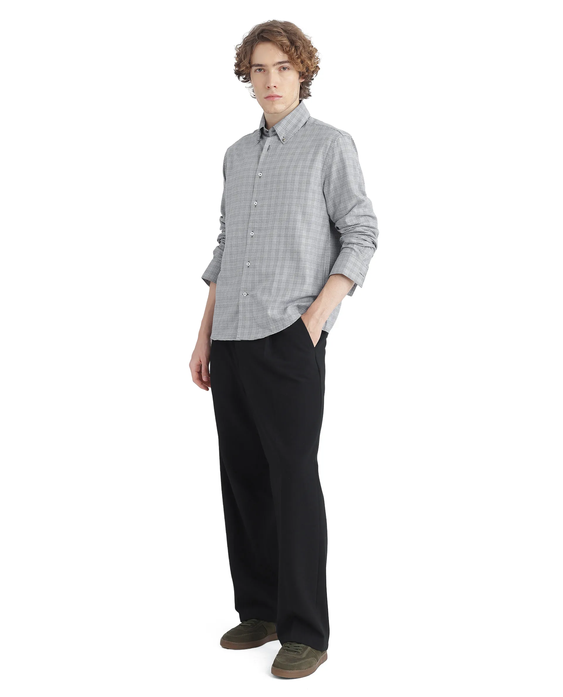 Rare Rabbit Men's Pankal Black Checked Print Oversized Fit Full Sleeve Collared Shirt - Image 3