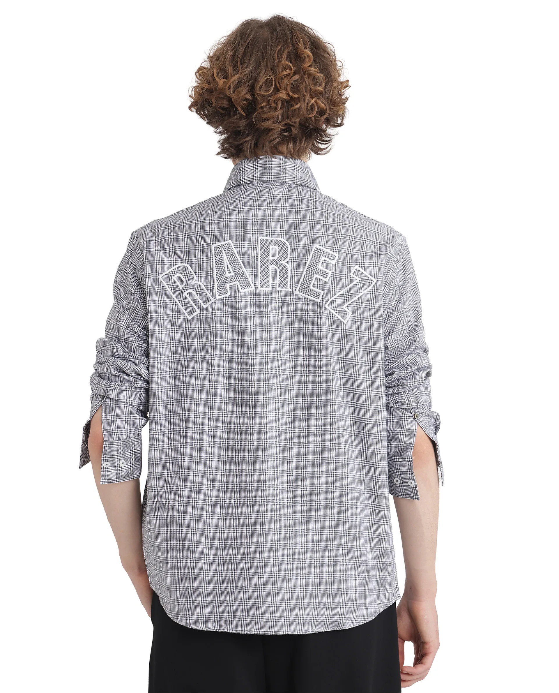 Rare Rabbit Men's Pankal Black Checked Print Oversized Fit Full Sleeve Collared Shirt - Image 4