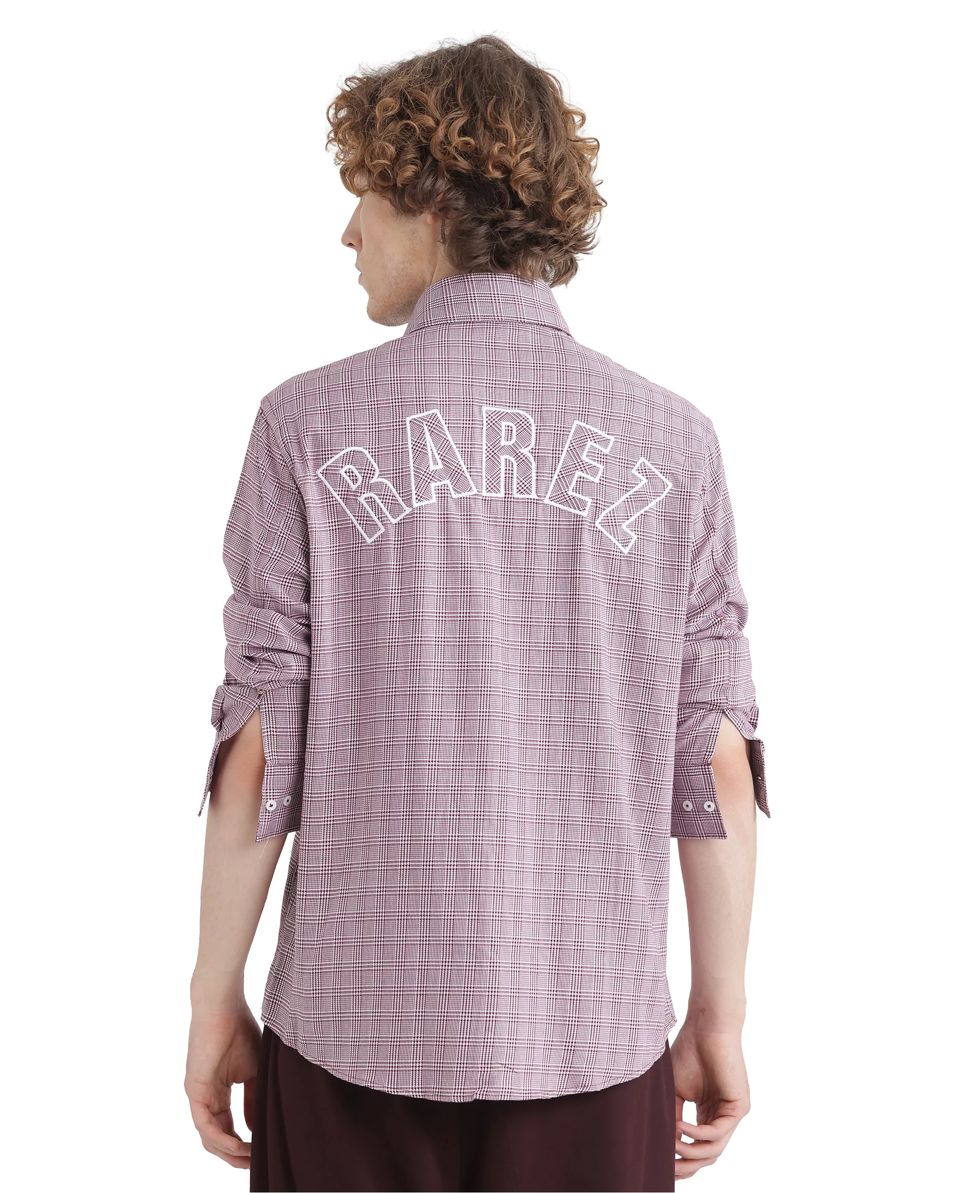 Rare Rabbit Men's Pankal Maroon Checked Print Oversized Fit Full Sleeve Collared Shirt - Image 4