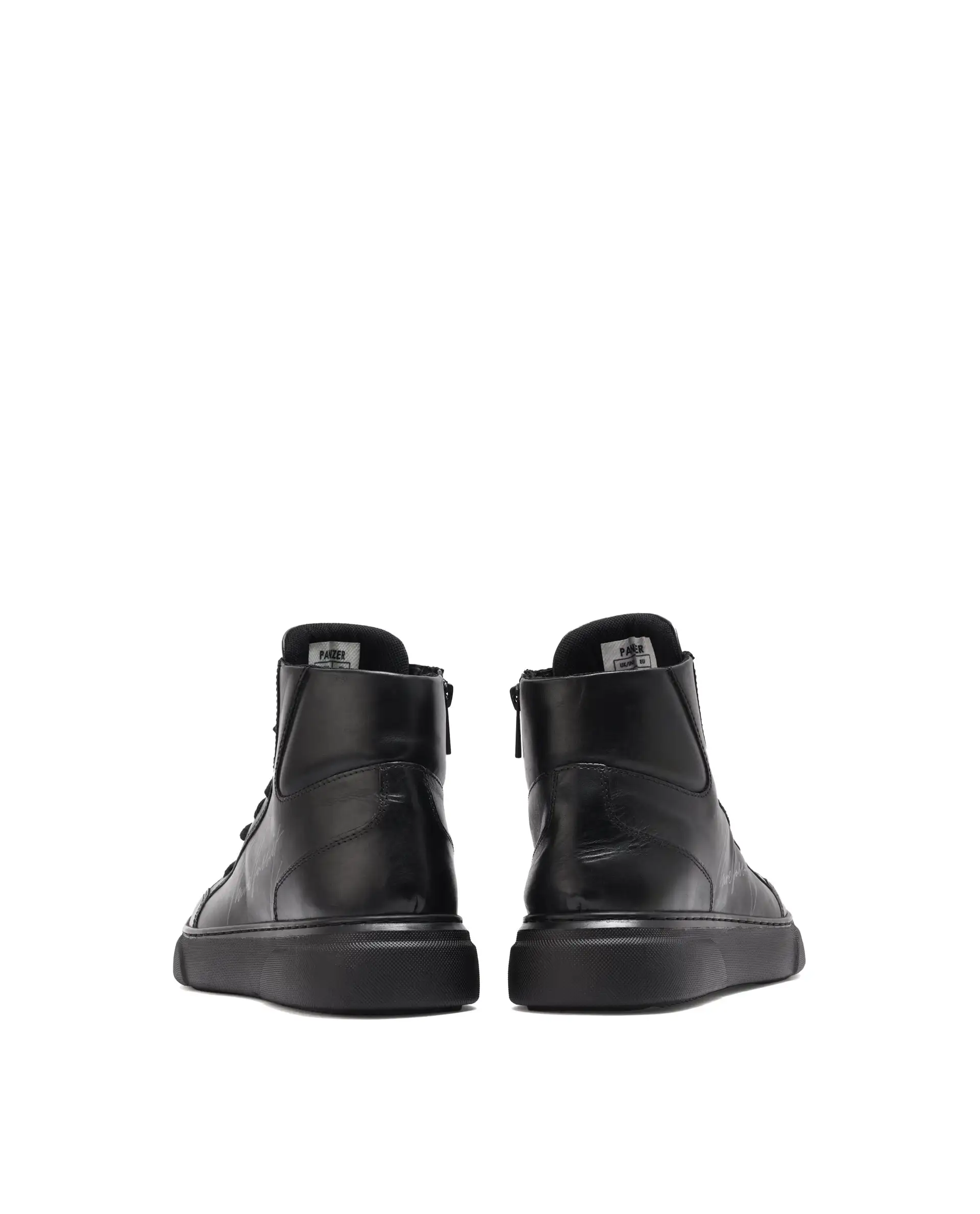 Rare Rabbit Men's Panzer Black Leather Round Toe Derby Style Zip Closure High Top Sneaker Shoes - Image 6