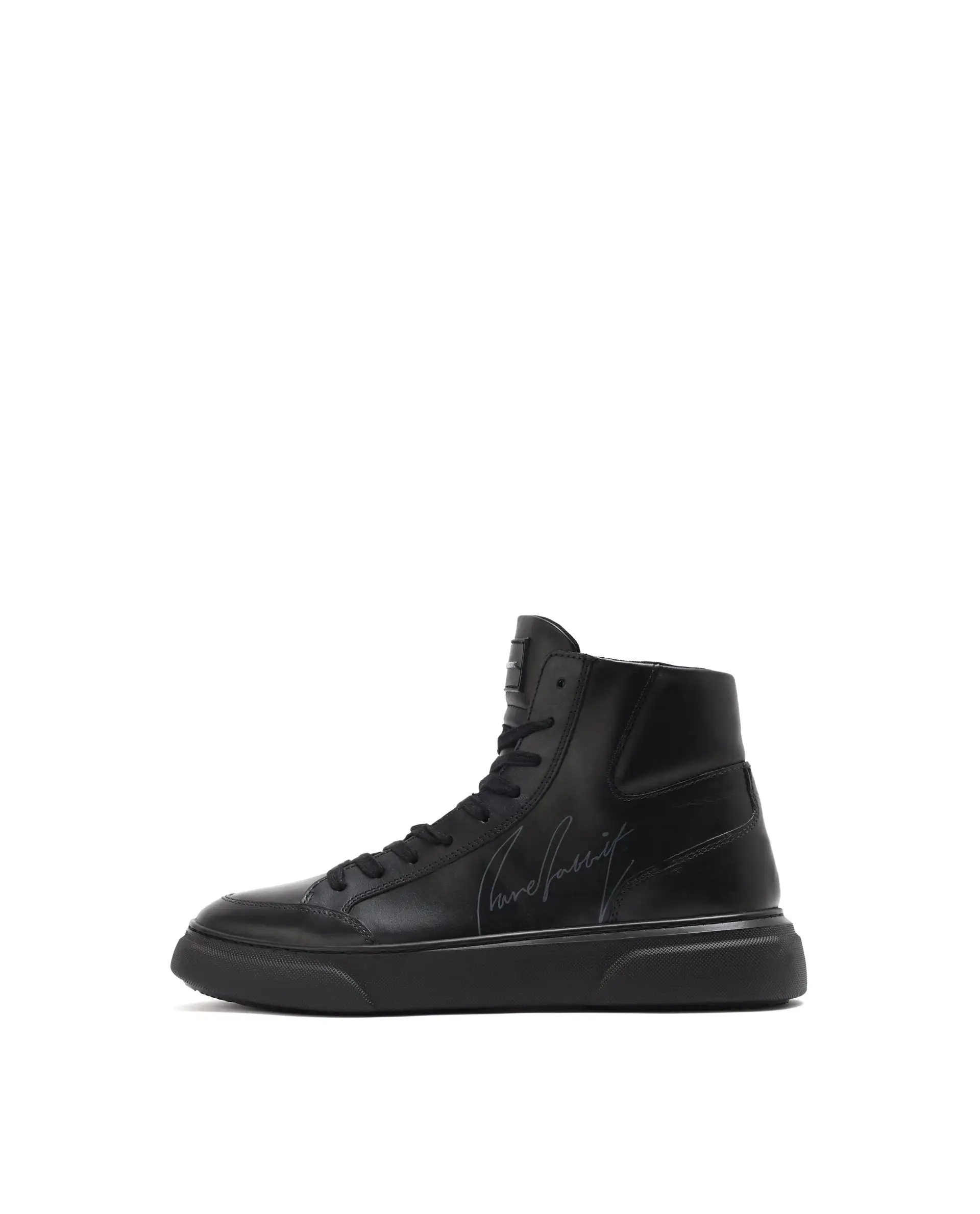Rare Rabbit Men's Panzer Black Leather Round Toe Derby Style Zip Closure High Top Sneaker Shoes - Image 8