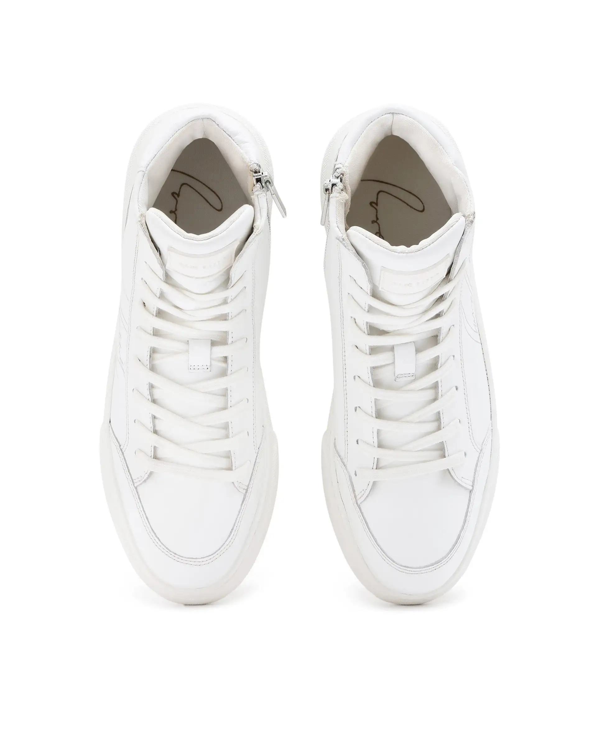 Rare Rabbit Men's Panzer White Leather Round Toe Derby Style Zip Closure High Top Sneaker Shoes - Image 4