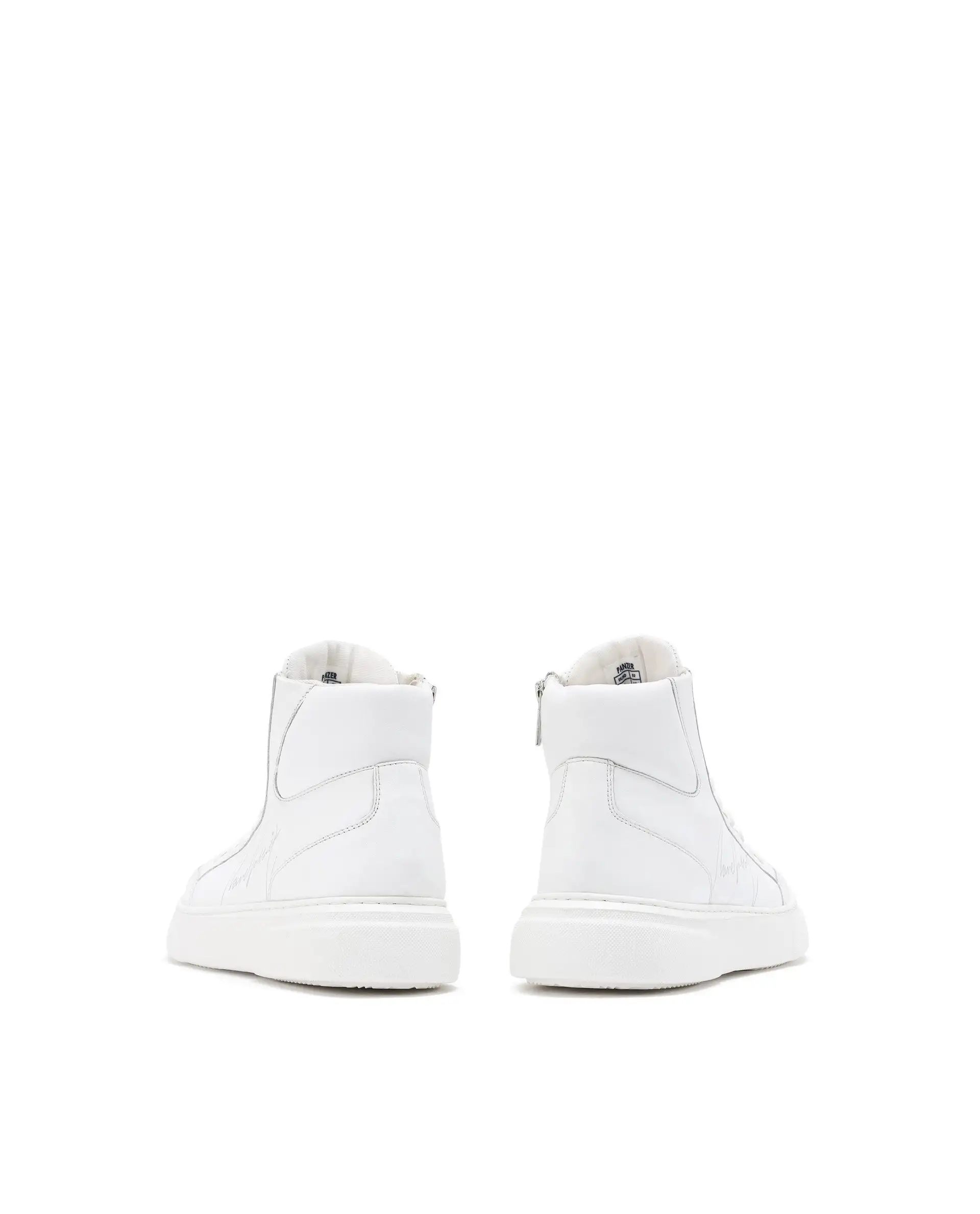 Rare Rabbit Men's Panzer White Leather Round Toe Derby Style Zip Closure High Top Sneaker Shoes - Image 6