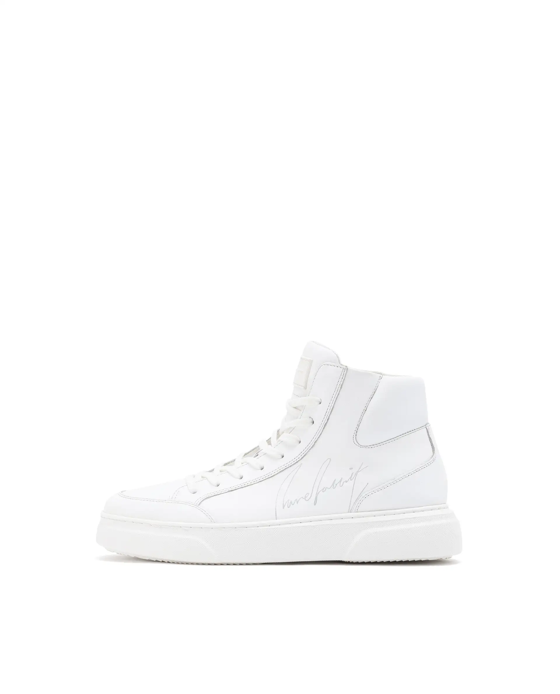 Rare Rabbit Men's Panzer White Leather Round Toe Derby Style Zip Closure High Top Sneaker Shoes - Image 8