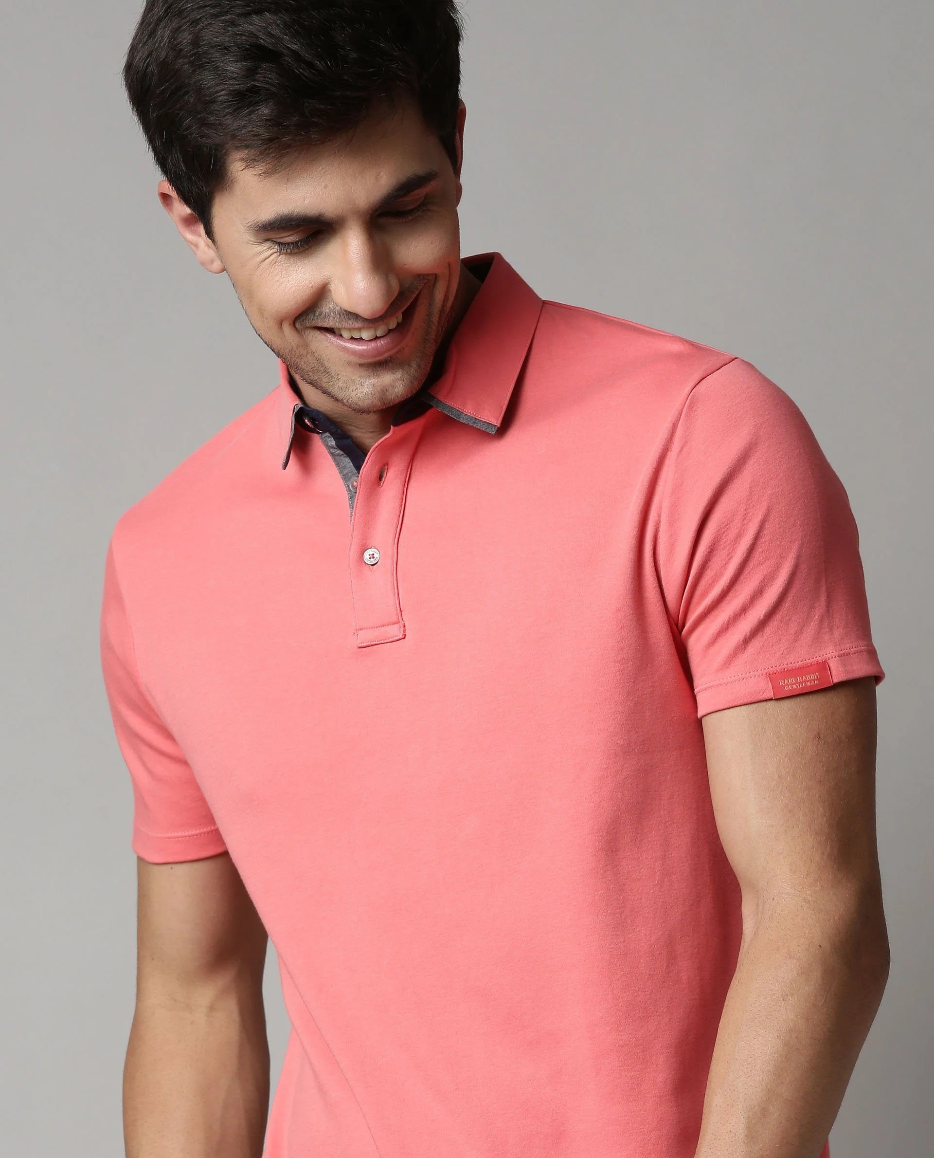 Rare Rabbit Men's Pap Red Cotton Regular Fit Half Sleeve Polo