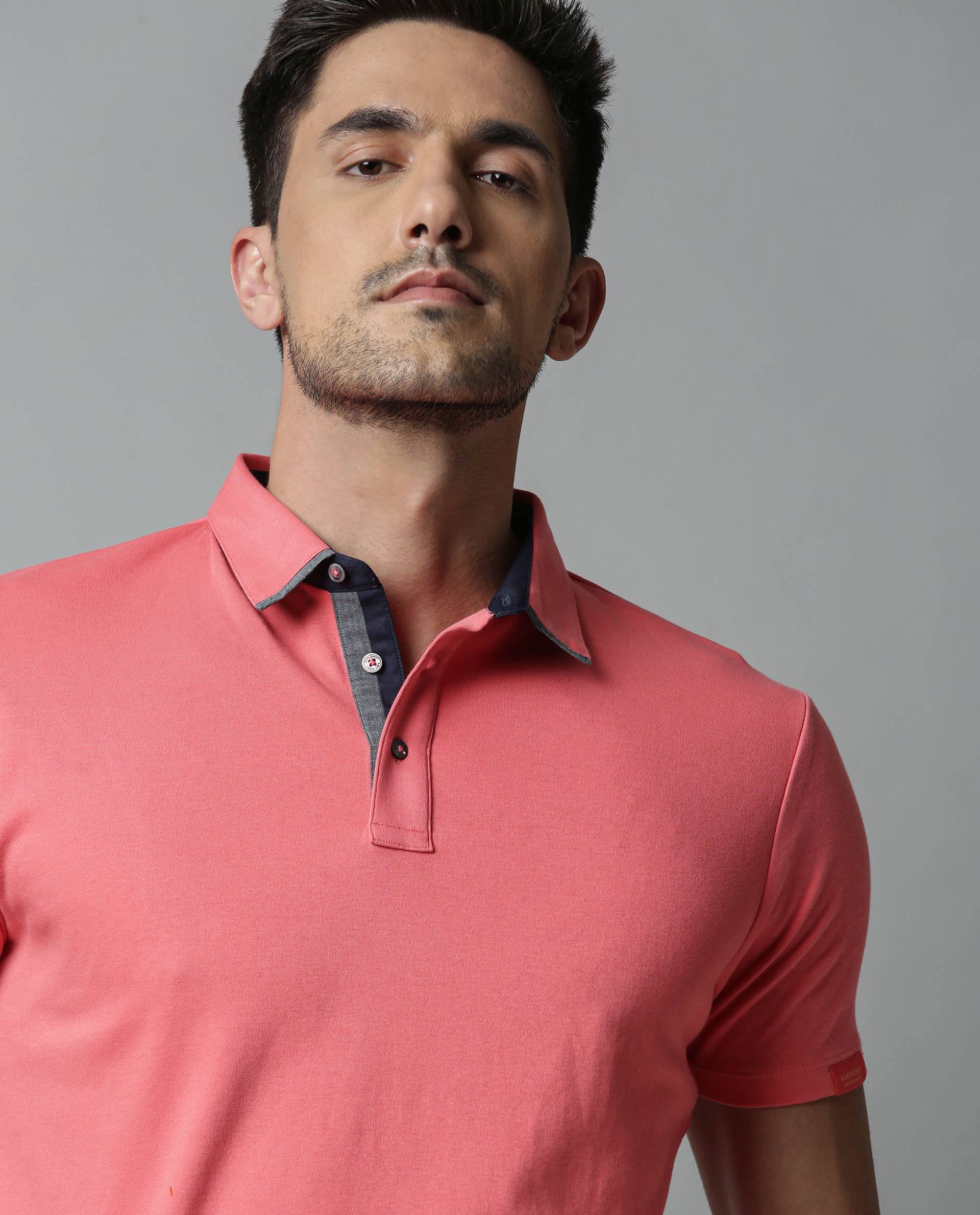 Rare Rabbit Men's Pap Red Cotton Regular Fit Half Sleeve Polo - Image 3