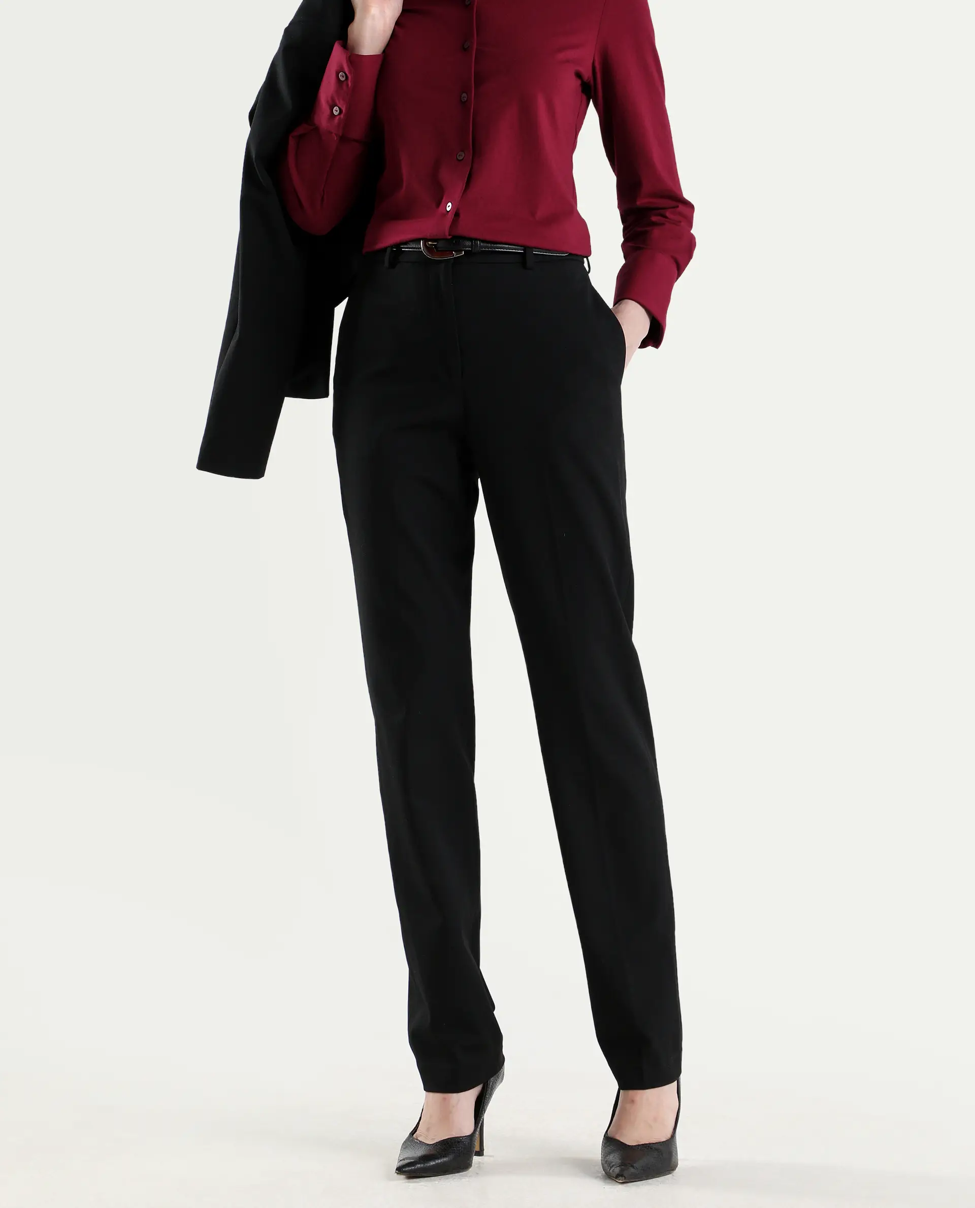 Rareism Women's Paper Black Viscose Blend Tapered Plain Trouser - Image 2